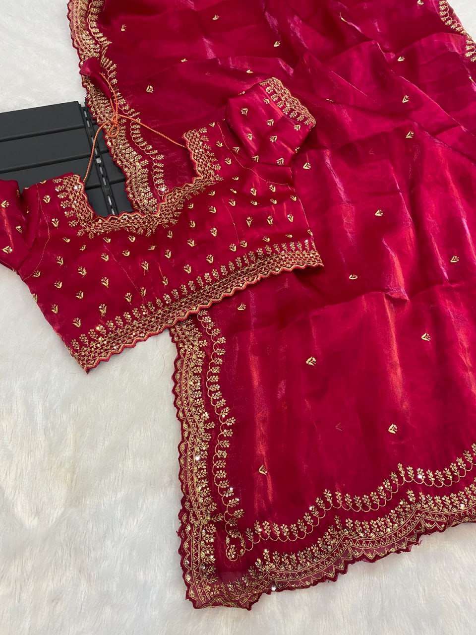 YNF JIMMY CHOO RIN164 37 SAREES WHOLESALE JIMMY CHOO SEQUENCE EMBROIDERED ZARI BORDER CUTWORK SAREES MANUFACTURER