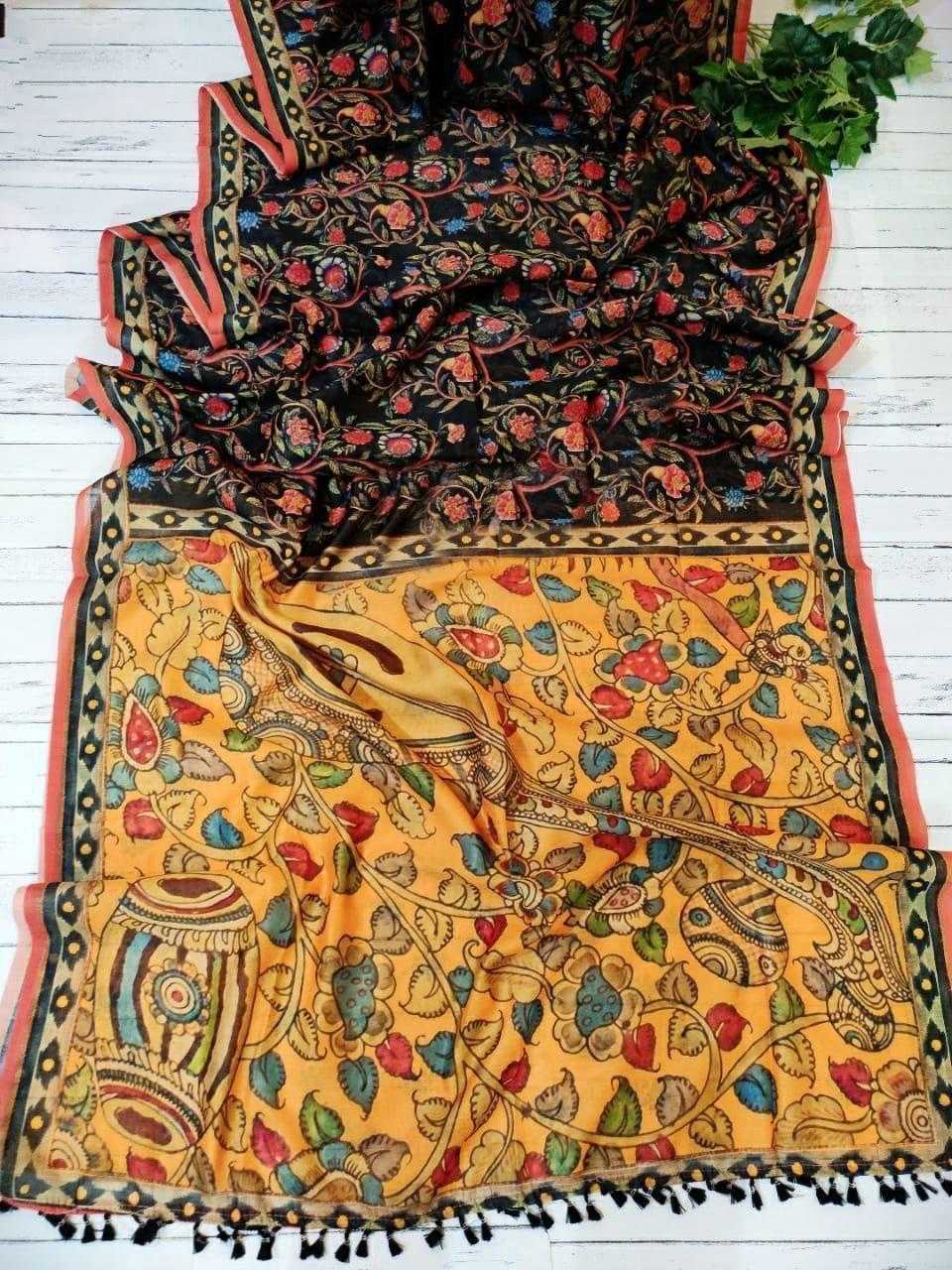 YNF LINEN KESH101 ANT128 SAREES WHOLESALE PRINTED LADIES KALAMKARI SAREES MANUFACTURER