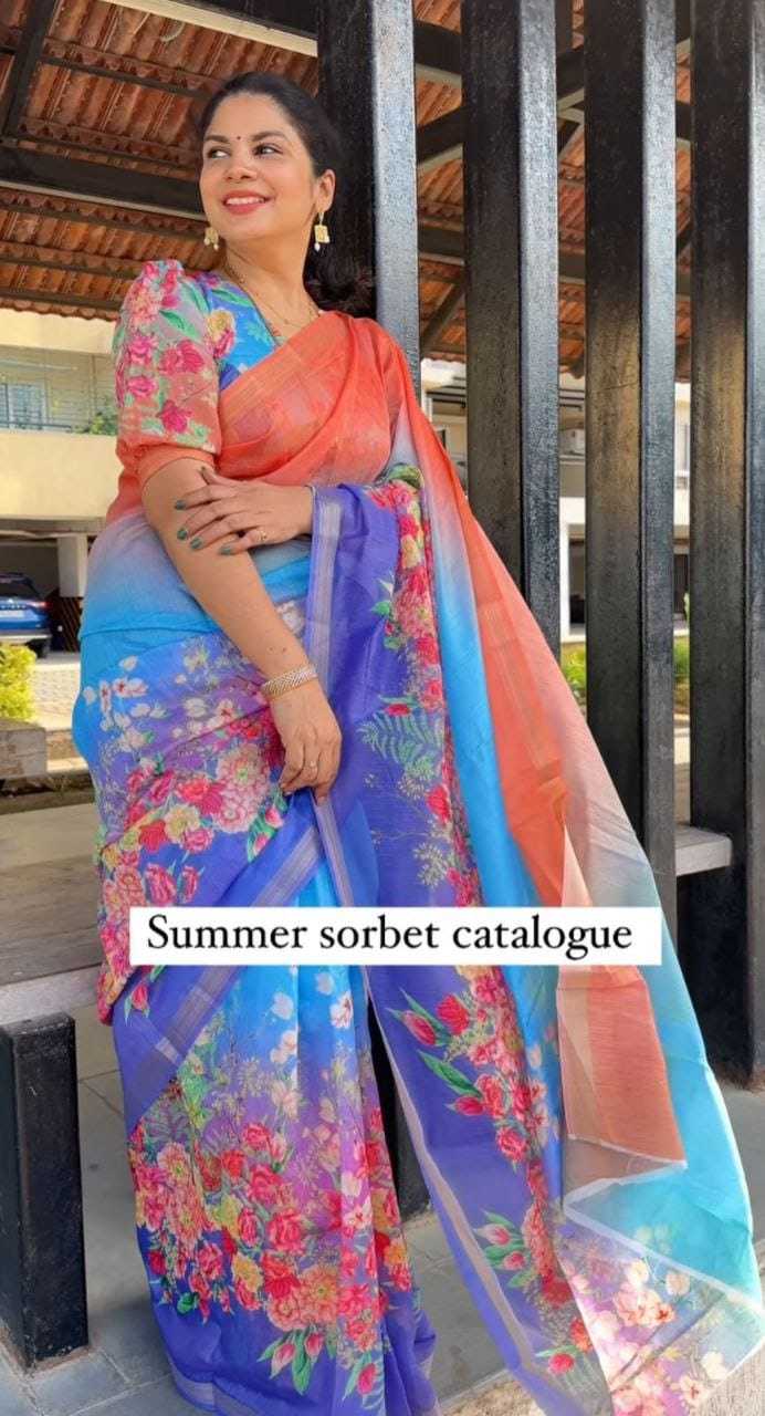 YNF LINEN KESH223 431 SAREES WHOLESALE PRINTED LADIES HALF AND HALF ZARI BORDER LINEN SAREES MANUFACTURER