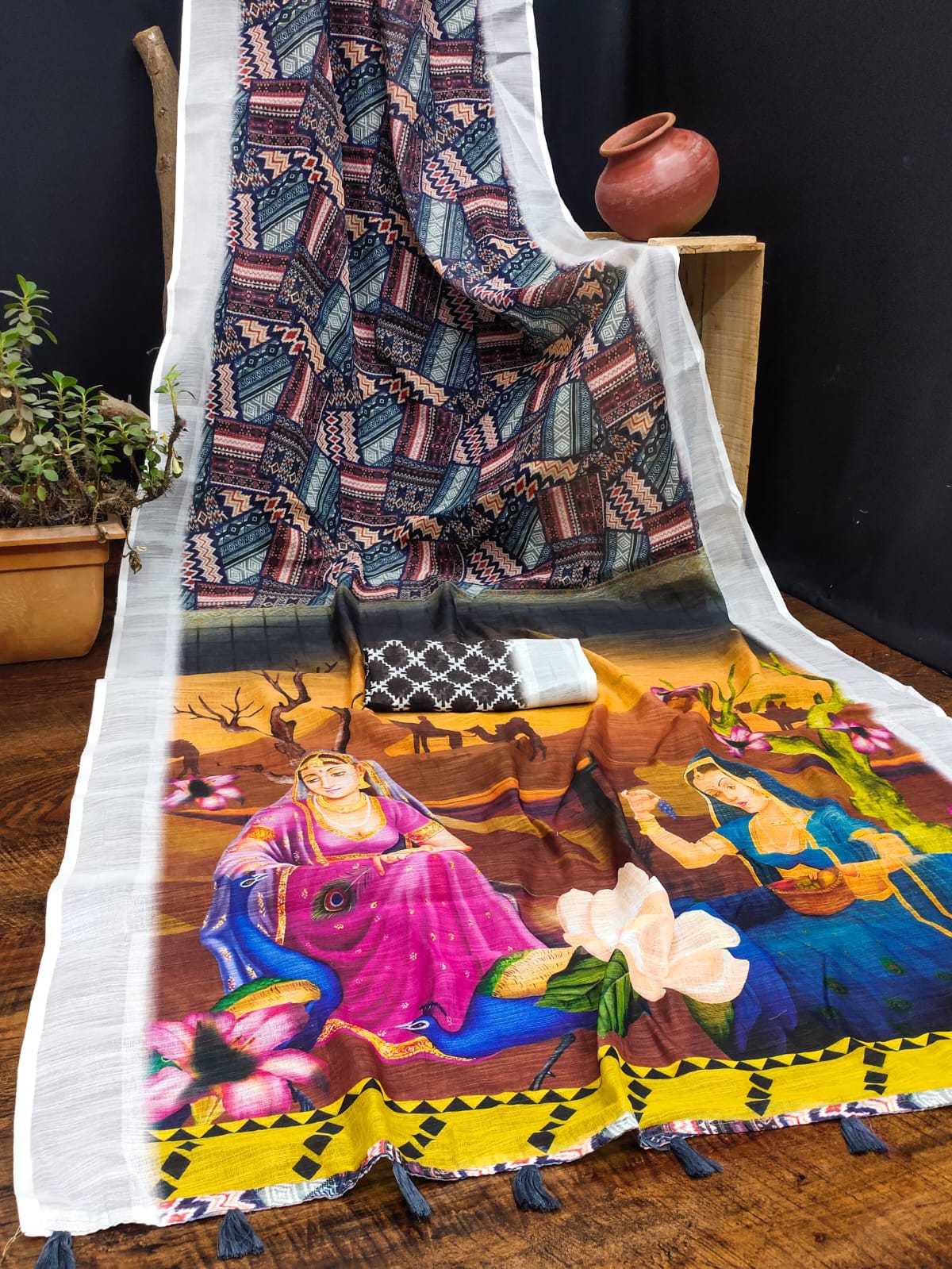 YNF SOFT COTTON KESH203 MTW17 SAREES WHOLESALE PRINTED COTTON LINEN LADIES SAREES MANUFACTURER