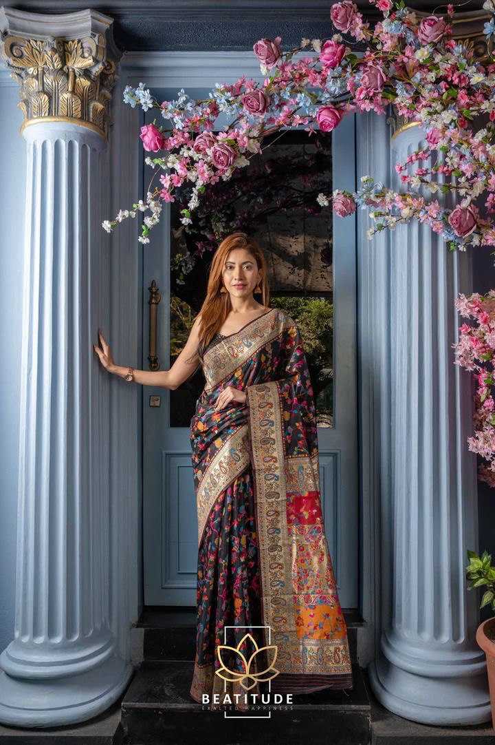 YNF SOFT KASHMIRI SILK KESH162 VRT49 SAREES WHOLESALE PRINTED KASHMIRI ZARI BORDER LIGHTWEIGHT ZARI SAREES MANUFACTURER