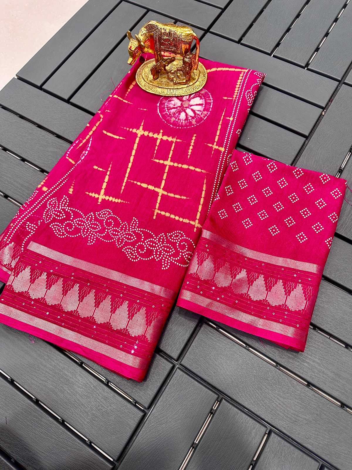 YNF SOFT SILK KESH142 5 Star SAREES WHOLESALE LADIES BUTTA BANDHANI BANDHEJ ZARI BORDER SAREES MANUFACTURER