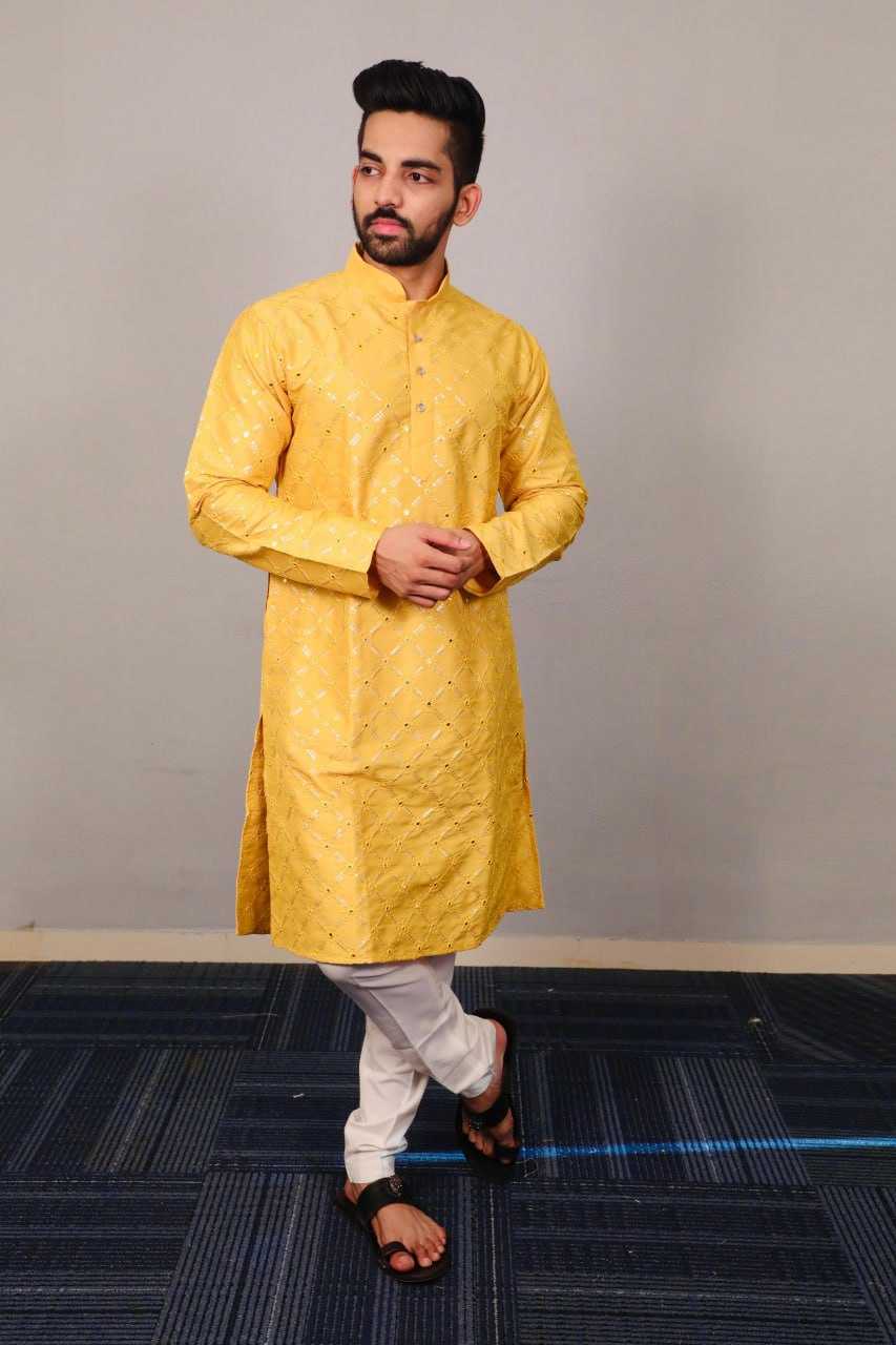 YNF SOFT SILK RIN111 GOLDEN MIRROR MENS WEAR WHOLESALE MENS KURTA PYJAMA EMBROIDERED KURTA PYJAMA MANUFACTURER