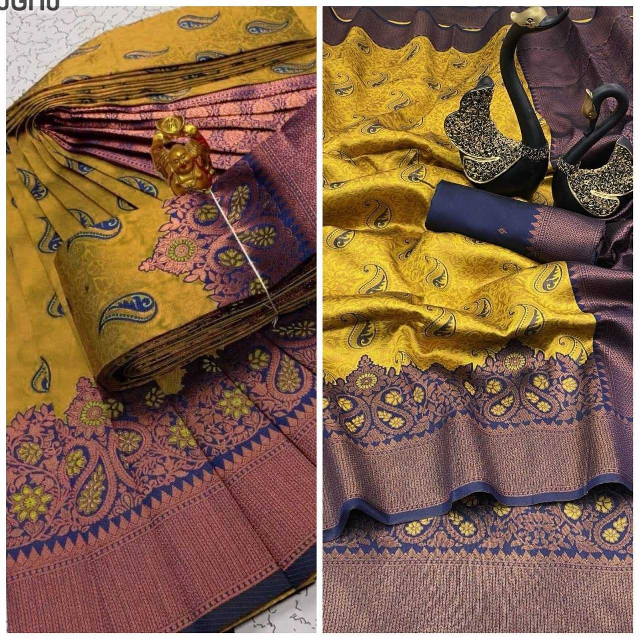 YNF TISSUE RIN179 624 SAREES WHOLESALE TISSUE SILK KANCHIPURAM ZARI BORDER SAREES MANUFACTURER