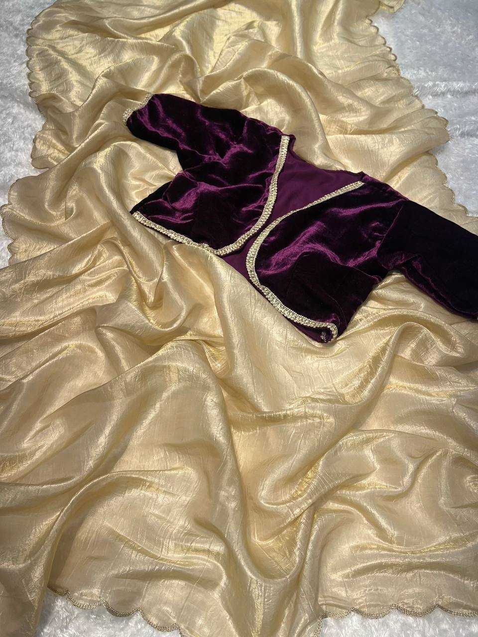 YNF TISSUE SILK KESH186 1014 SAREES WHOLESALE TISSUE SILK PLAIN SOLID CUTWORK SILK GOLDEN SAREES MANUFACTURER