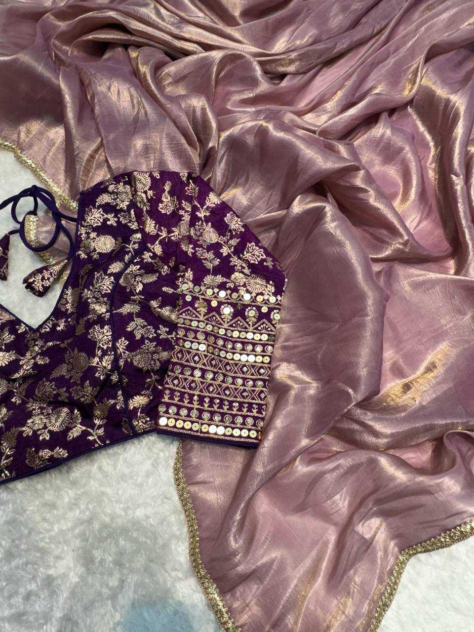 YNF TISSUE SILK KESH186 1018 SAREES WHOLESALE FANCY TISSUE SILK PLAIN SOLID LACE BORDER SILK SAREES WITH BLOUSE MANUFACTURER