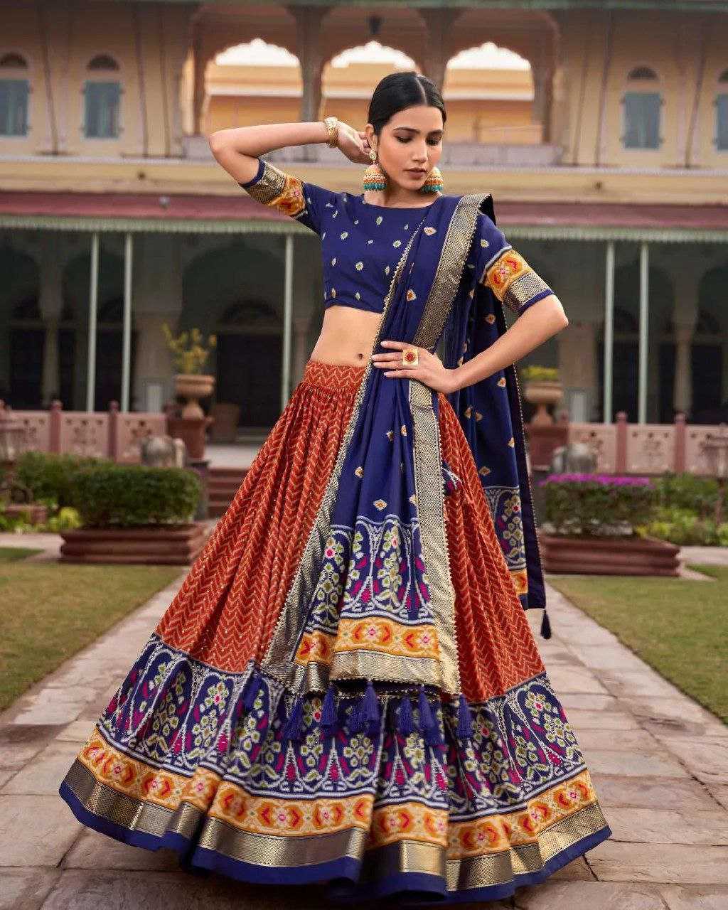 YNF TUSSAR SILK KESH187 LERIYA 2 LEHENGAS WHOLESALE TRADITIONAL SILK PRINTED LEHENGAS MANUFACTURER