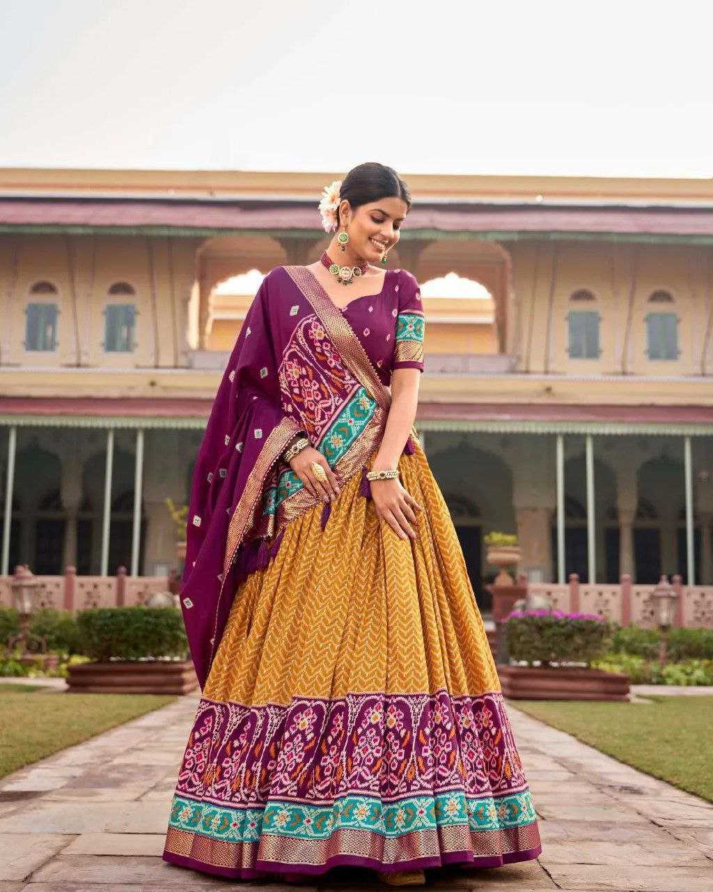 YNF TUSSAR SILK KESH187 LERIYA 2 LEHENGAS WHOLESALE TRADITIONAL SILK PRINTED LEHENGAS MANUFACTURER