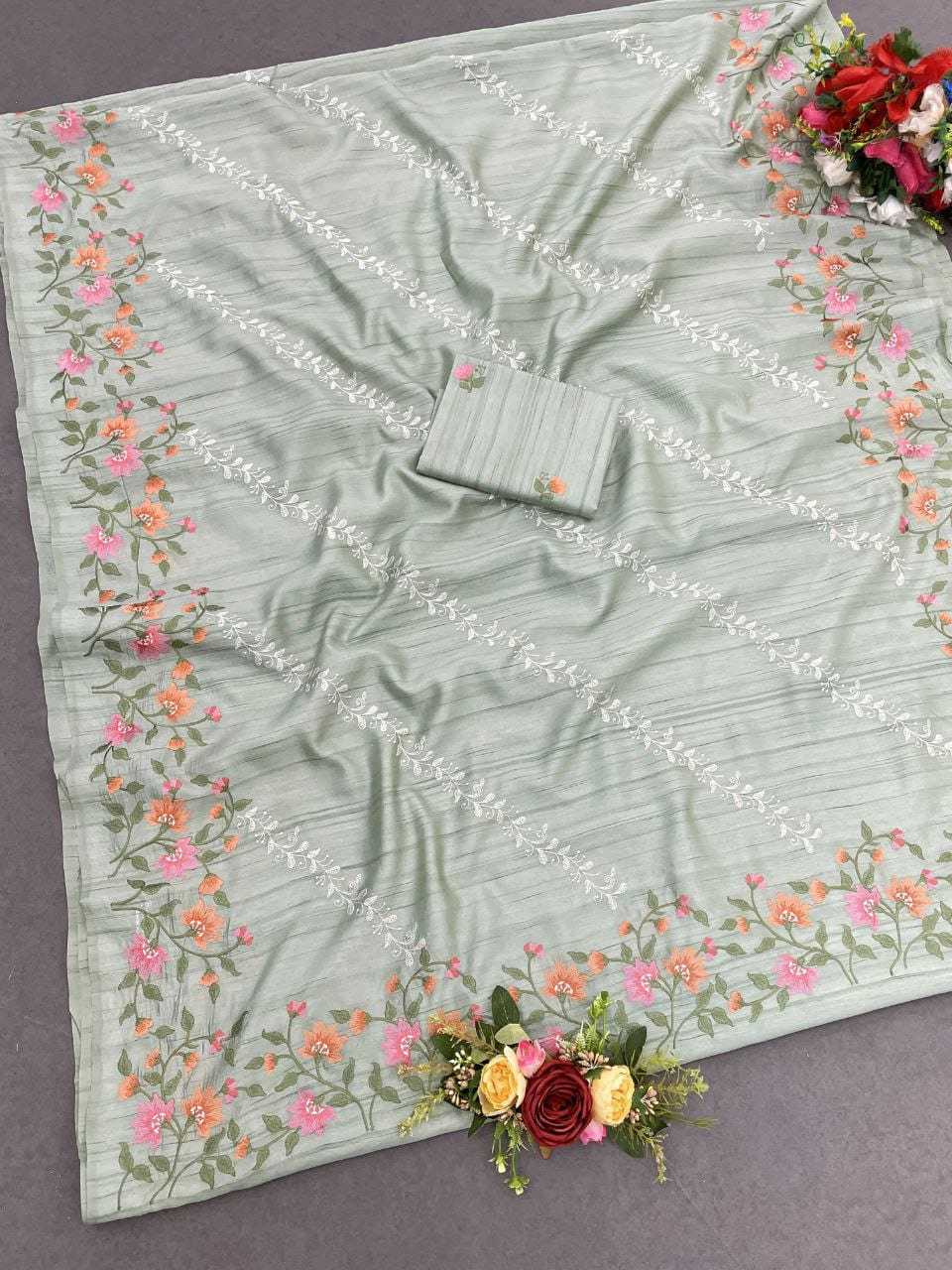 YNF TUSSAR SILK RIN163 RAE42 SAREES WHOLESALE TUSSAR SILK TUSSAR SILK EMBROIDERED SILK SAREES MANUFACTURER