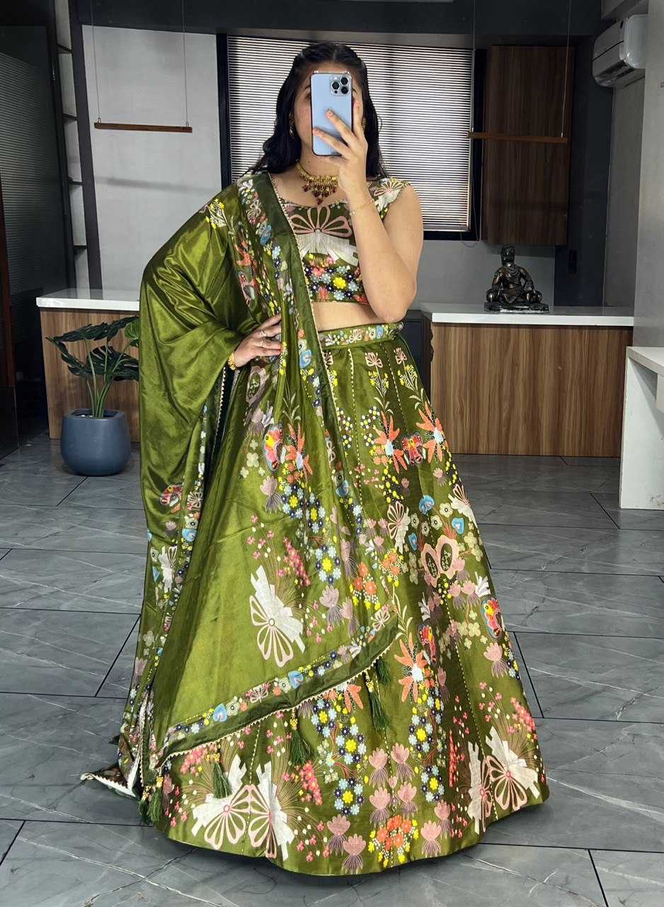 YNF ART SILK RIN119 6134 LEHENGAS WHOLESALE DESIGENR SILK PRINTED GOTA PATTI LEHENGAS MANUFACTURER