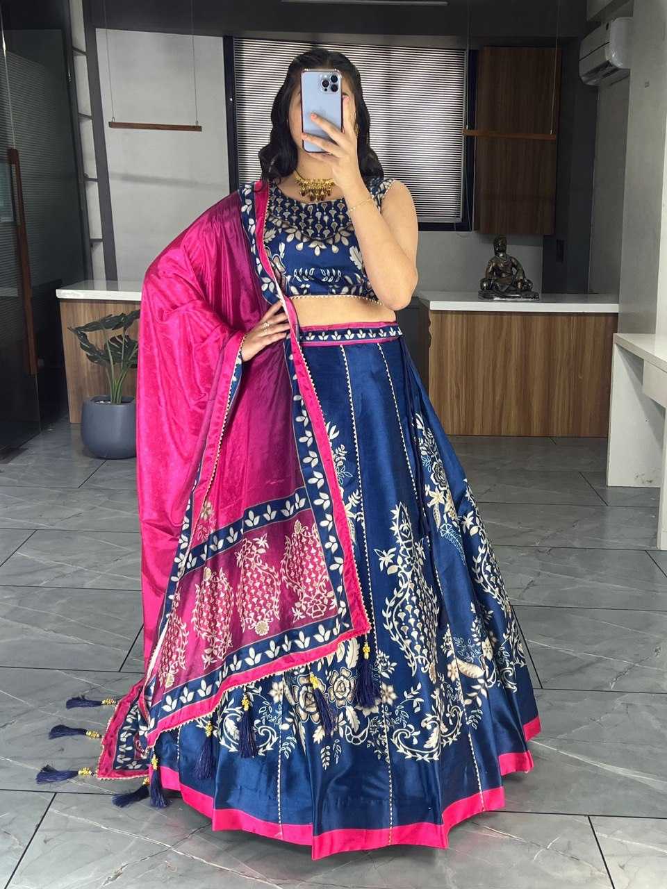 YNF ART SILK RIN119 6134 LEHENGAS WHOLESALE DESIGENR SILK PRINTED GOTA PATTI LEHENGAS MANUFACTURER