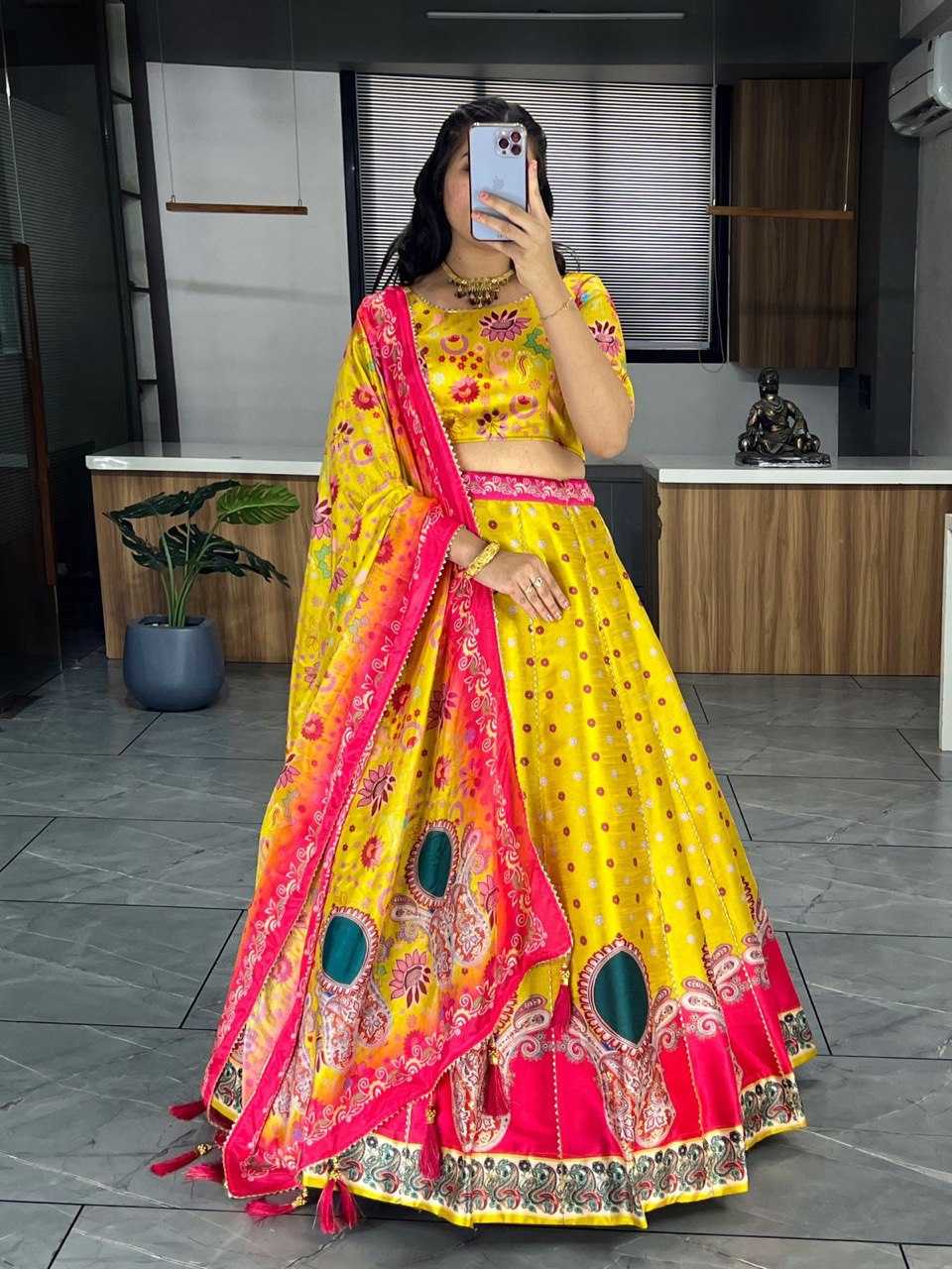 YNF ART SILK RIN119 6134 LEHENGAS WHOLESALE DESIGENR SILK PRINTED GOTA PATTI LEHENGAS MANUFACTURER