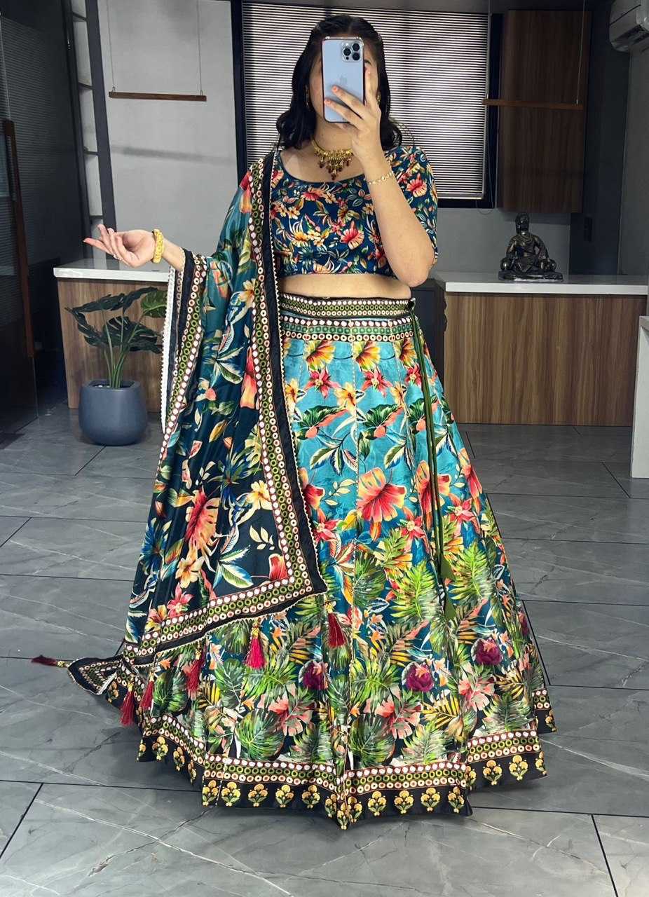 YNF ART SILK RIN119 6134 LEHENGAS WHOLESALE DESIGENR SILK PRINTED GOTA PATTI LEHENGAS MANUFACTURER