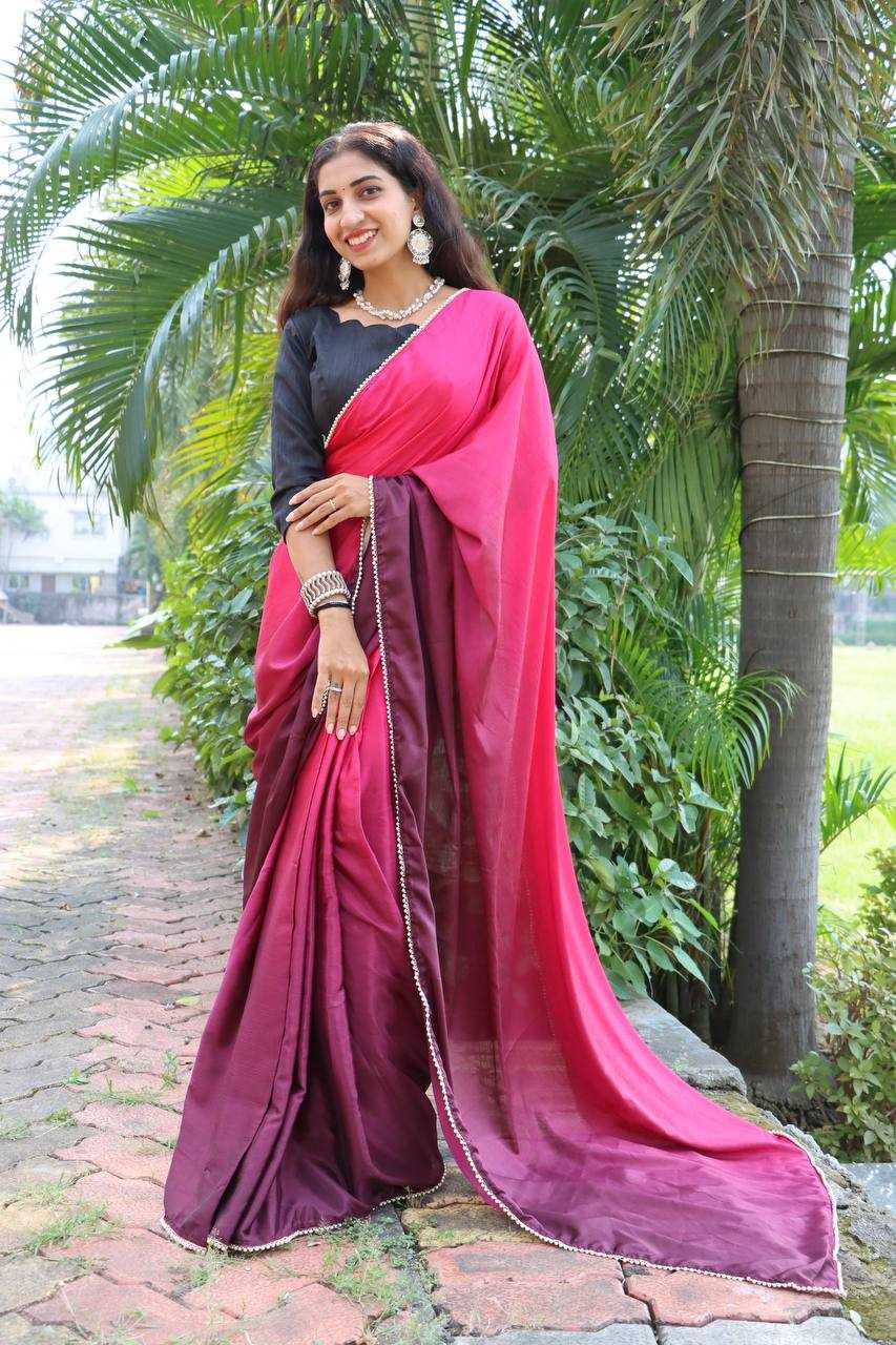 YNF CHINON RIN119 1601 SAREES WHOLESALE PARTY WEAR PLAIN LACE BORDER SAREES MANUFACTURER