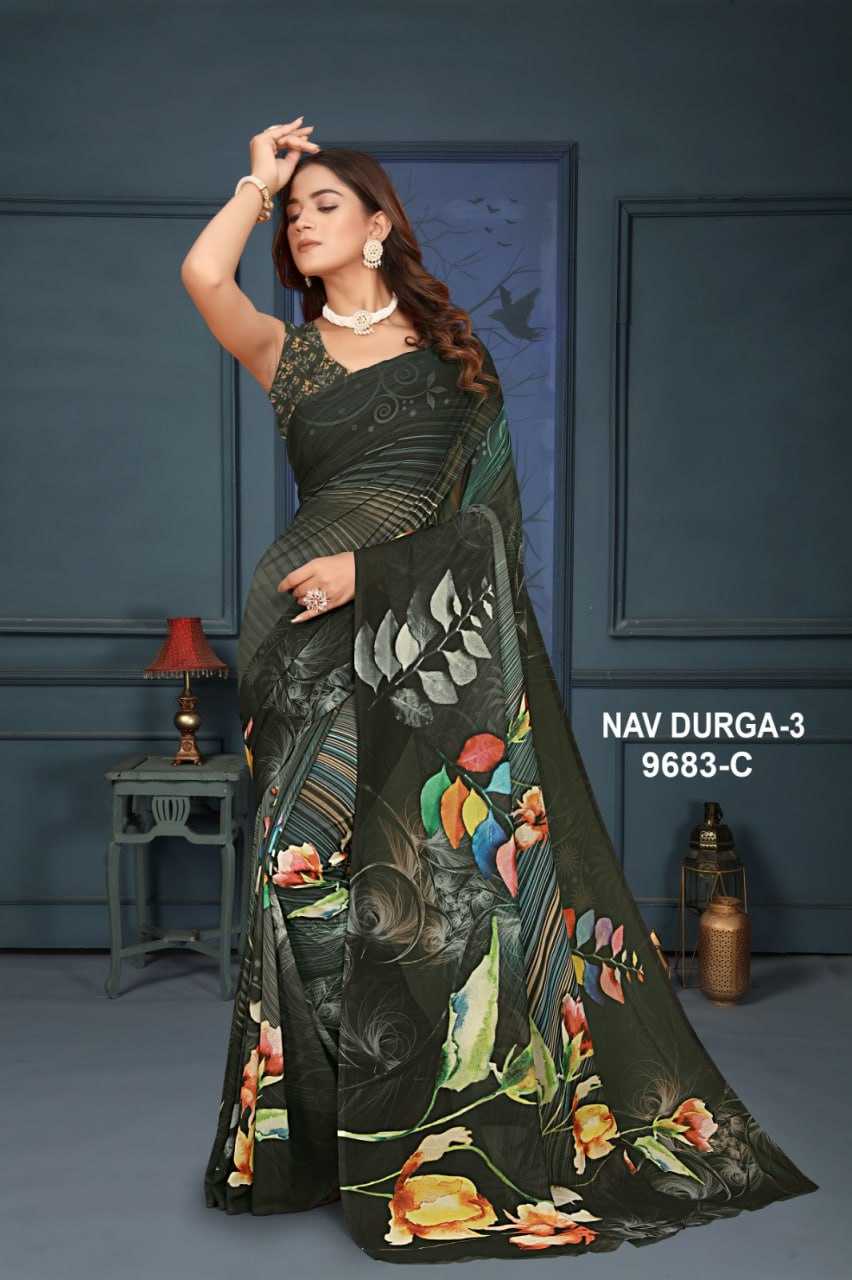 YNF GEORGETTE KESH113 Navdurga Vol-3 CLOTHING BRANDS WHOLESALE SANJANA DESIGNWEAR SAREES MANUFACTURER