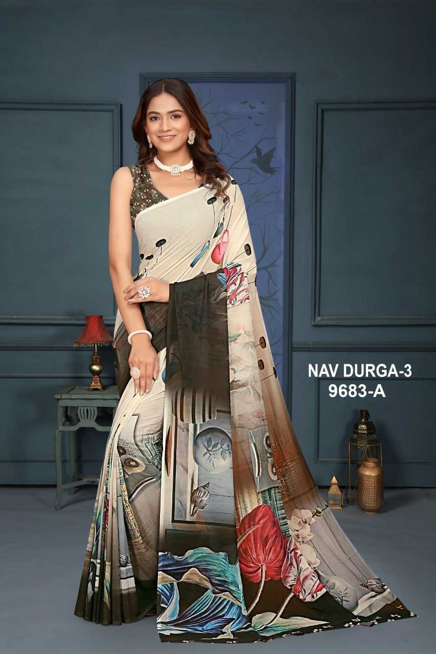 YNF GEORGETTE KESH113 Navdurga Vol-3 CLOTHING BRANDS WHOLESALE SANJANA DESIGNWEAR SAREES MANUFACTURER