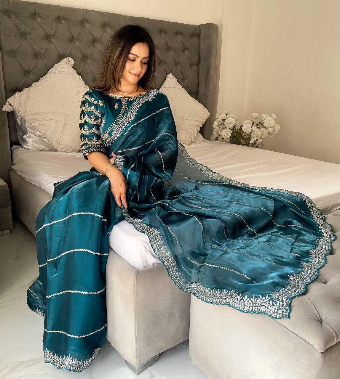 YNF JIMMY CHOO RIN202 557 SAREES WHOLESALE JIMMY CHOO PARTY WEAR SEQUENCE EMBROIDERED SAREES MANUFACTURER