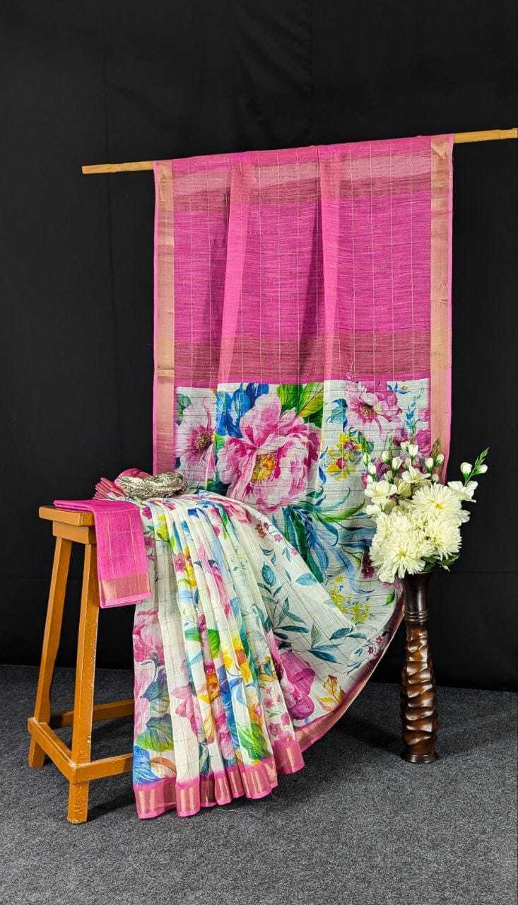 YNF LINEN KESH223 490 SAREES WHOLESALE PRINTED ZARI BORDER LINEN OFFICE WEAR  SAREES MANUFACTURER