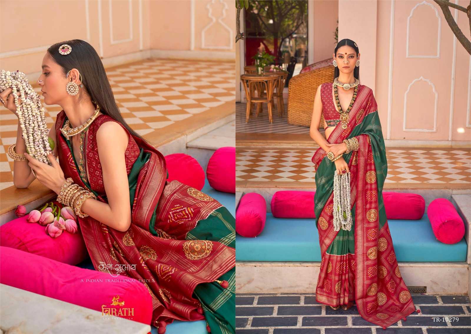 YNF PURE SILK TRIRATH KESH235 GULAB PATOLA CLOTHING BRANDS WHOLESALE SAREES MANUFACTURER