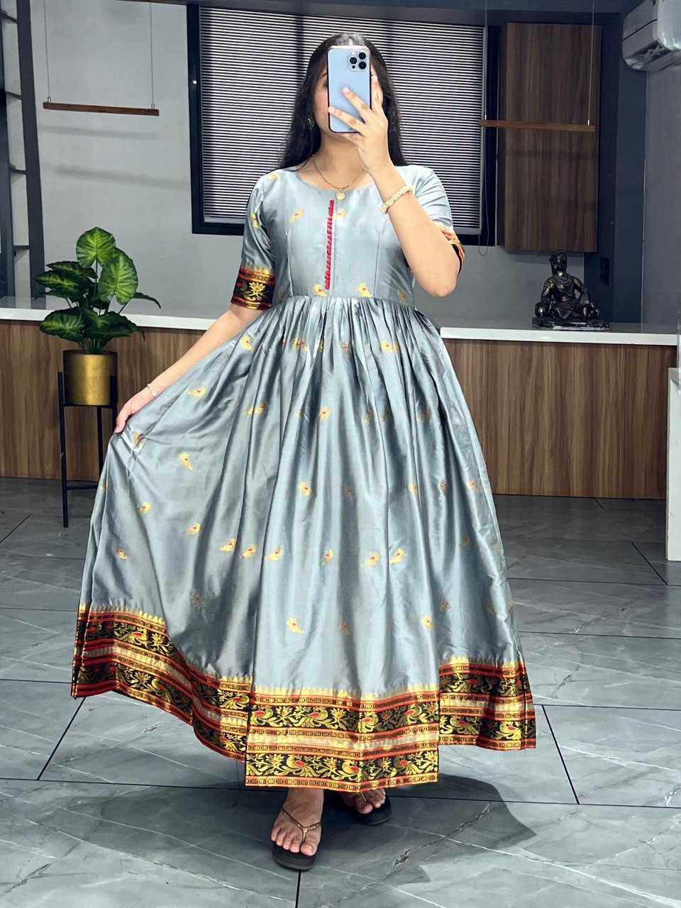 YNF SILK COTTON RIN119 6032 GOWNS WHOLESALE ANARKALI LONG SILK GOWNS MANUFACTURER