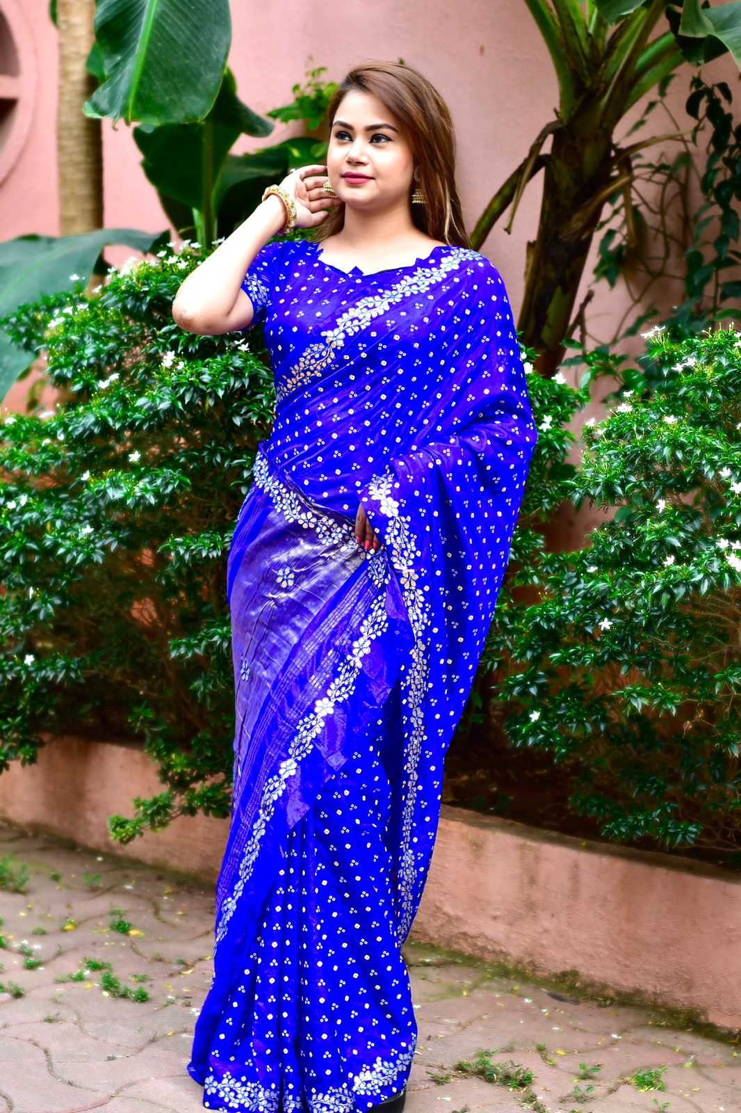 YNF SILK KESH155 STB11 SAREES WHOLESALE BLOCK PRINT GOTA PATTI BANDHANI BANDHEJ SAREES MANUFACTURER                                                       