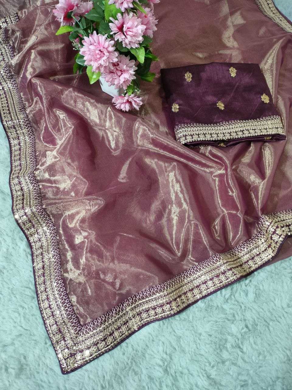 YNF TISSUE SILK KESH208 056 SAREES WHOLESALE SEQUENCE TISSUE SILK LACE BORDER SILK SAREES MANUFACTURER