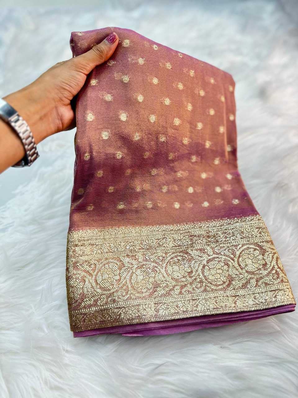 YNF TISSUE SILK RIN104  APE110 SAREES WHOLESALE TISSUE SILK BUTTA VISCOSE SILK SAREES MANUFACTURER