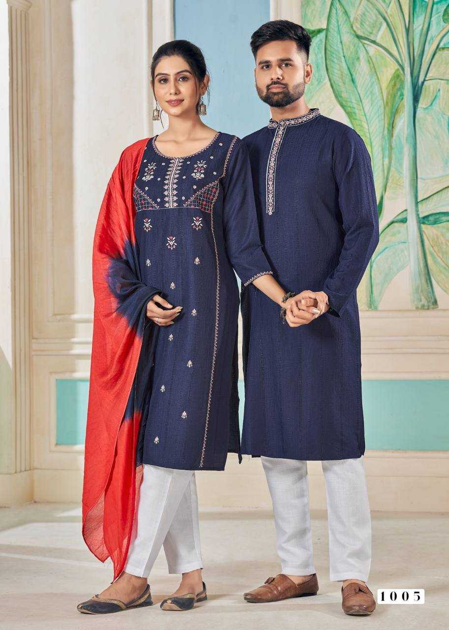 YNF VISCOSE RIN131 V13 COUPLE WEAR WHOLESALE MENS KURTA PAYJAM & FEMALE KURTIS BOTTOM MANUFACTURER