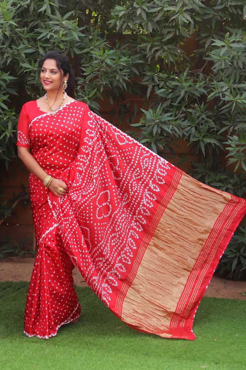 YNF BANDHANI SILK RIN144 SUHASINI SILK SAREES WHOLESALE BANDHANI GAJJI MODAL SILK SAREE FOR WEDDING SAREES MANUFACTURER