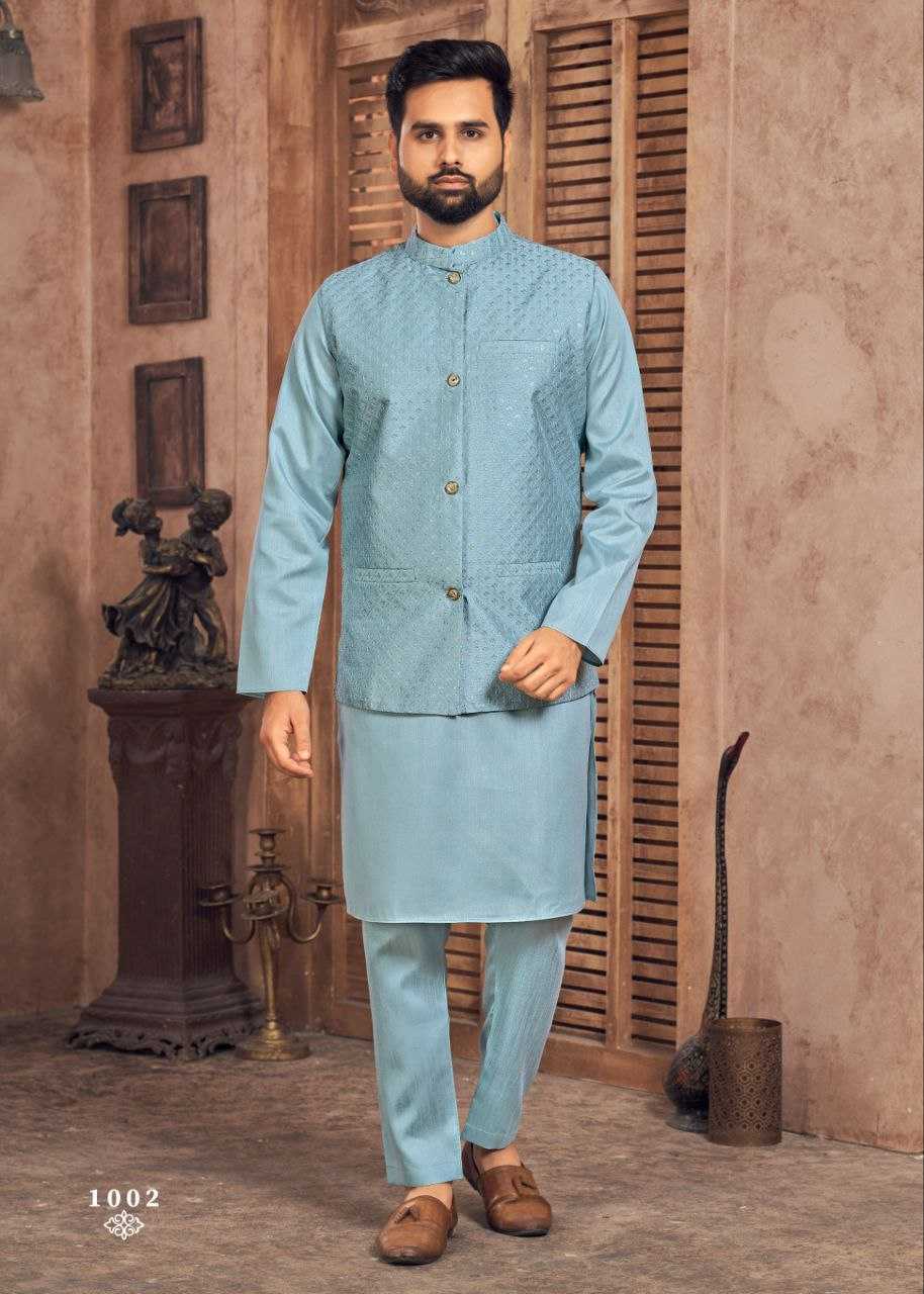 YNF BANGLORI SILK KESH246 MANYAVAR V-2 WHOLESALE MENS WEAR PATHANI SUIT SILK KURTA MANUFACTURER