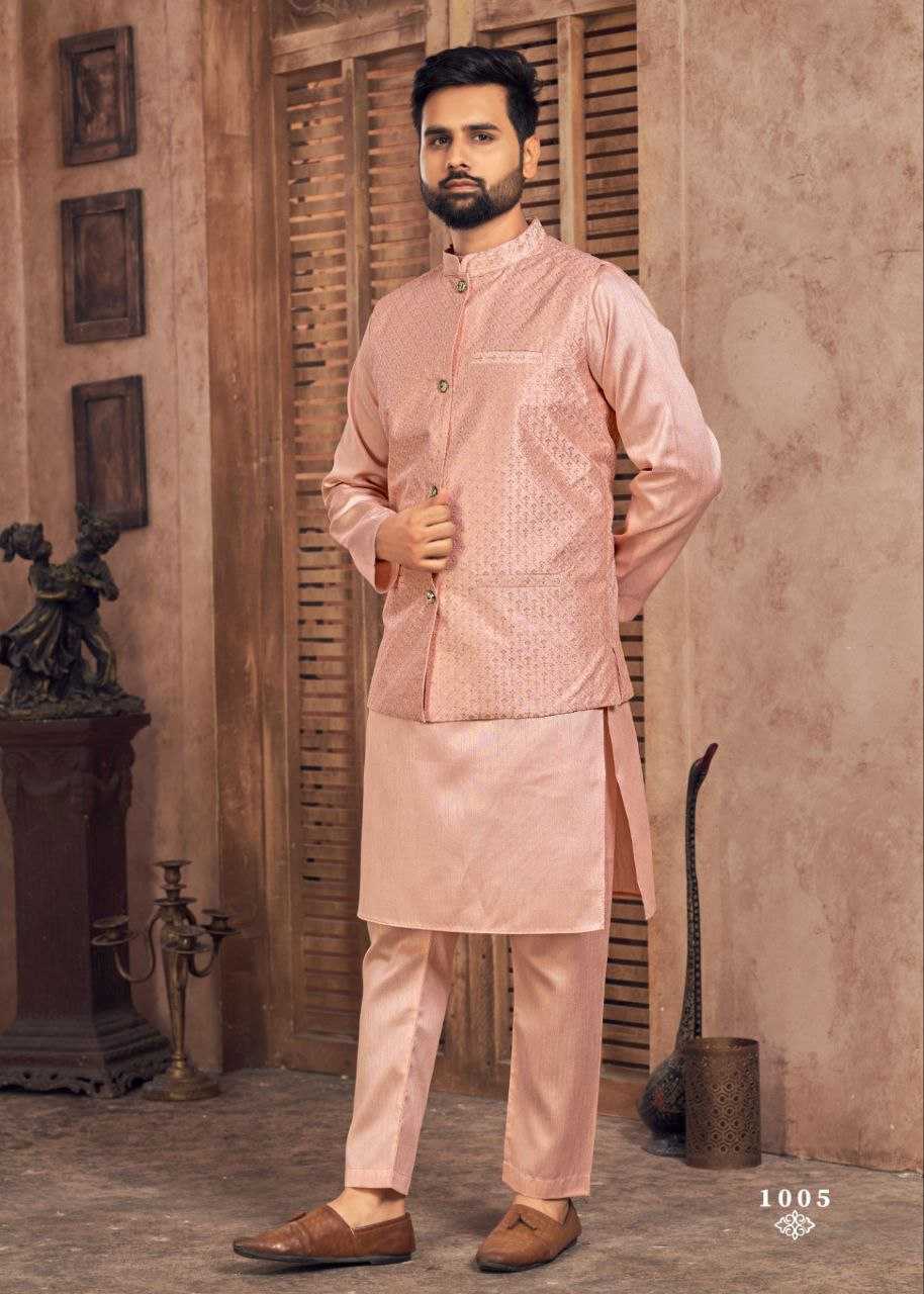 YNF BANGLORI SILK KESH246 MANYAVAR V-2 WHOLESALE MENS WEAR PATHANI SUIT SILK KURTA MANUFACTURER