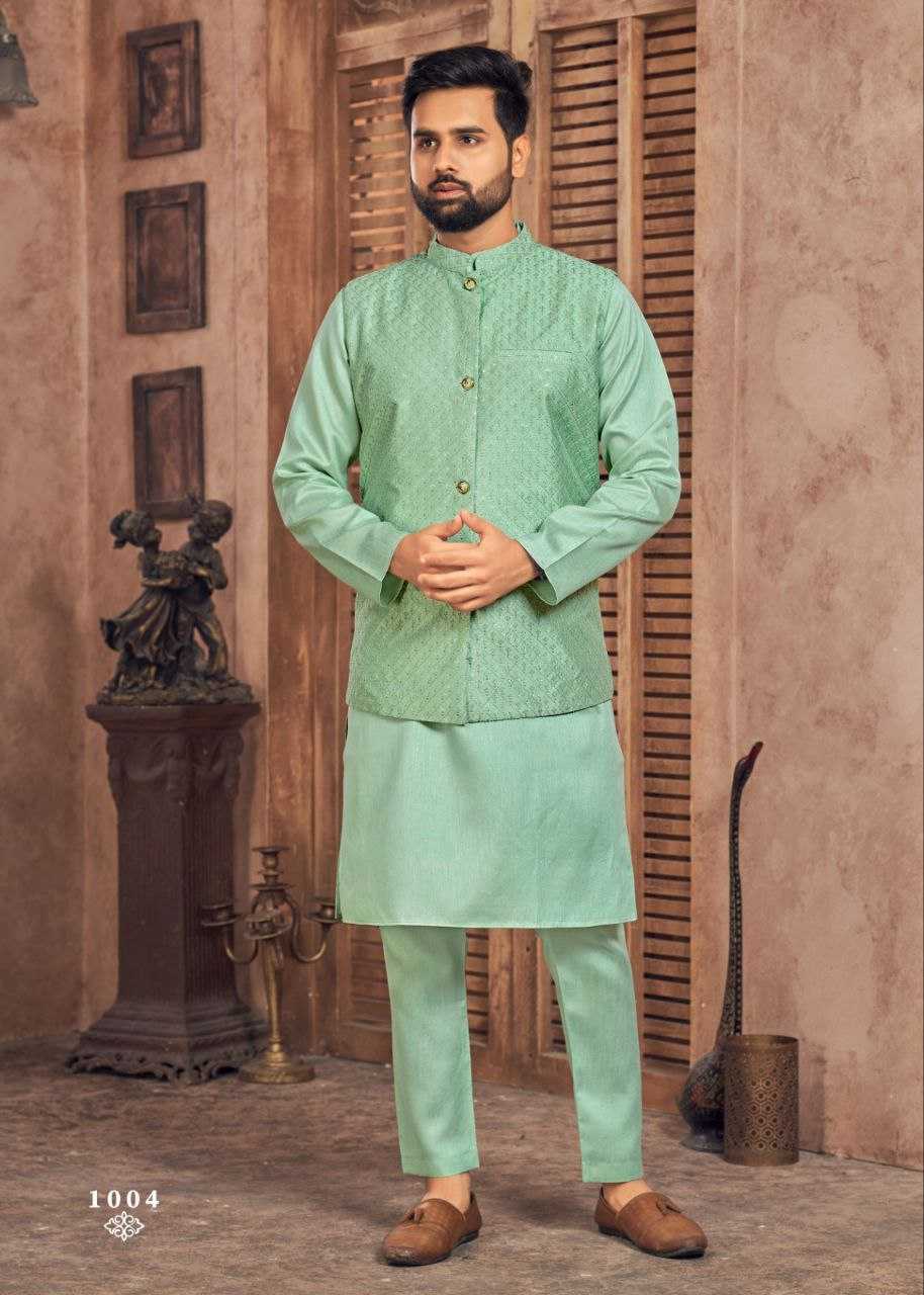 YNF BANGLORI SILK KESH246 MANYAVAR V-2 WHOLESALE MENS WEAR PATHANI SUIT SILK KURTA MANUFACTURER