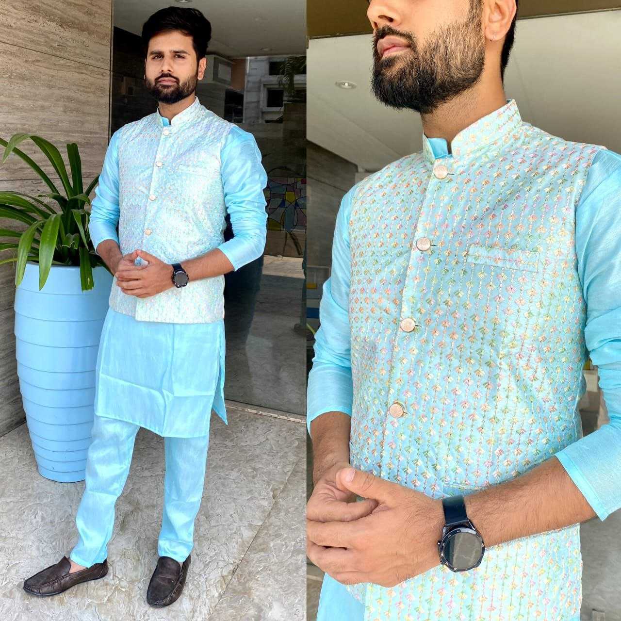 YNF BANGLORI SILK KESH246 MANYAVAR V-3 WHOLESALE MENS WEAR PATHANI SUIT SILK KURTA MANUFACTURER