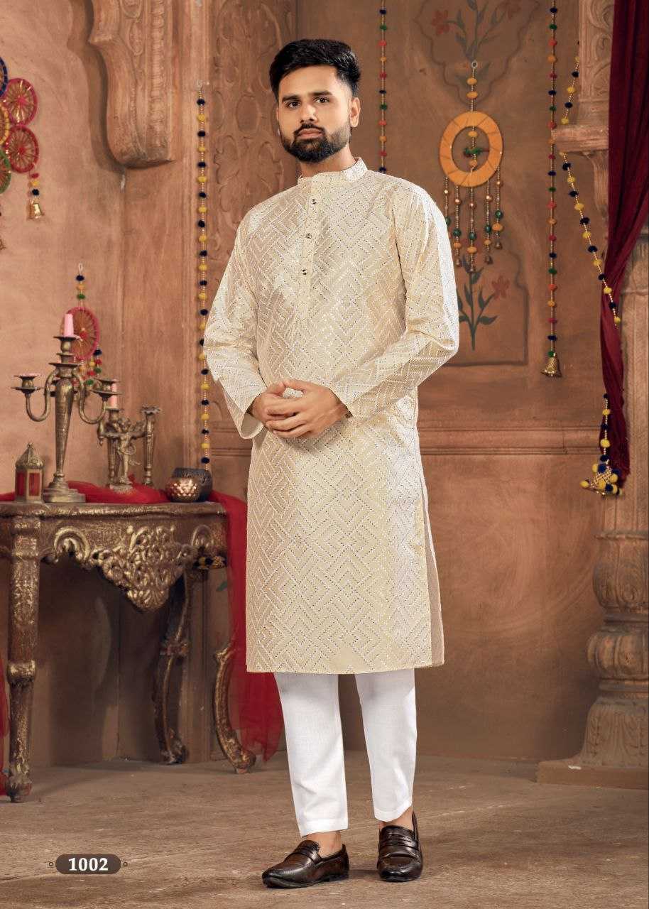 YNF BANGLORI SILK KESH246 ROYAL MEN V-8 MENS WEAR WHOLESALE SILK KURTA EMBROIDERED KUTRA PAJAMA MANUFACTURER