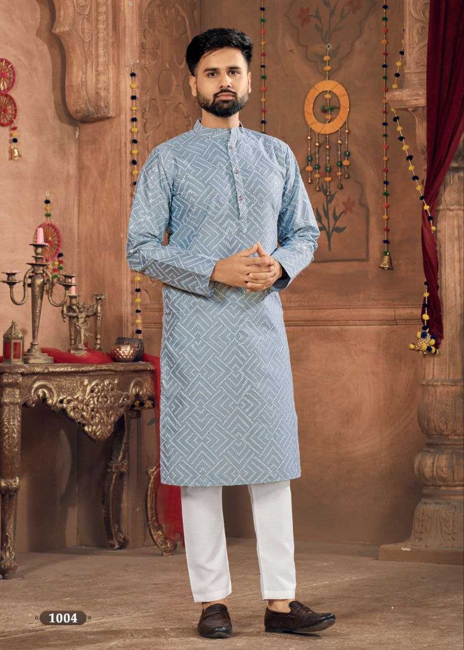 YNF BANGLORI SILK KESH246 ROYAL MEN V-8 MENS WEAR WHOLESALE SILK KURTA EMBROIDERED KUTRA PAJAMA MANUFACTURER