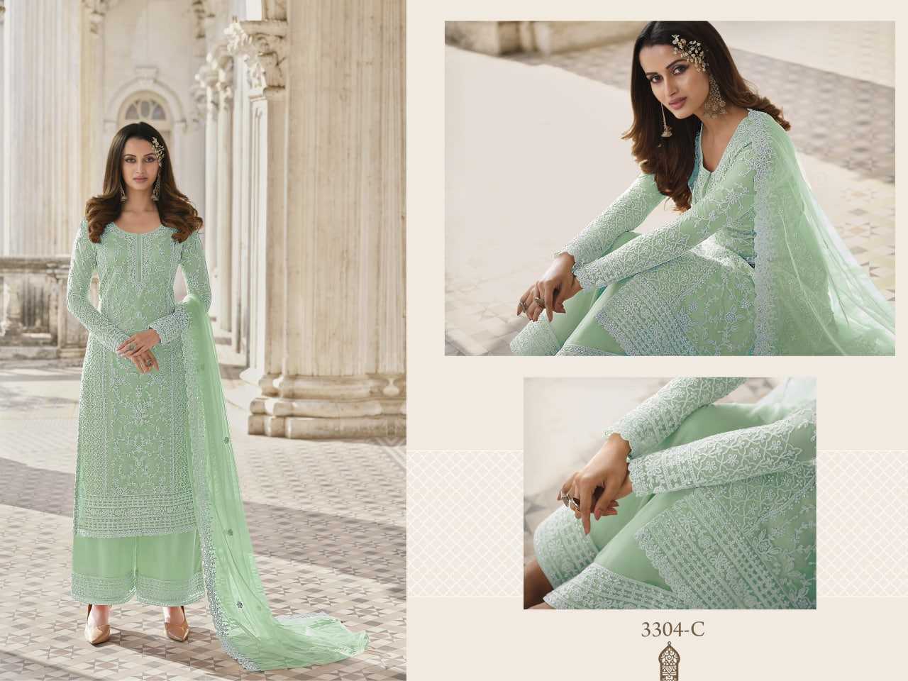 YNF BUTTERFLY NET RIN129 3304 SUITS & DRESSES WHOLESALE SEMI STITCHED SUITS MANUFACTURER