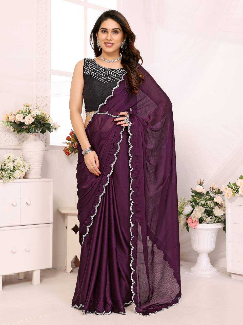 YNF CHIFFON KESH245 RNF14 SAREES WHOLESALE CHIFFON PARTY WEAR SEQUNIS STONE WORK SAREES MANUFACTURER