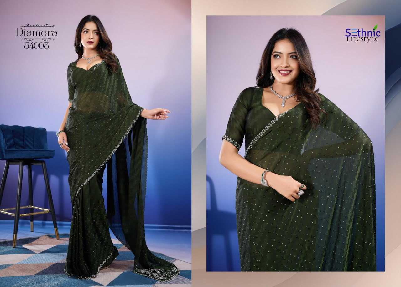 YNF CHIFFON Sethnic Lifestyle KESH113  Diamore CLOTHING BRANDS WHOLESALE SAREES MANUFACTURER