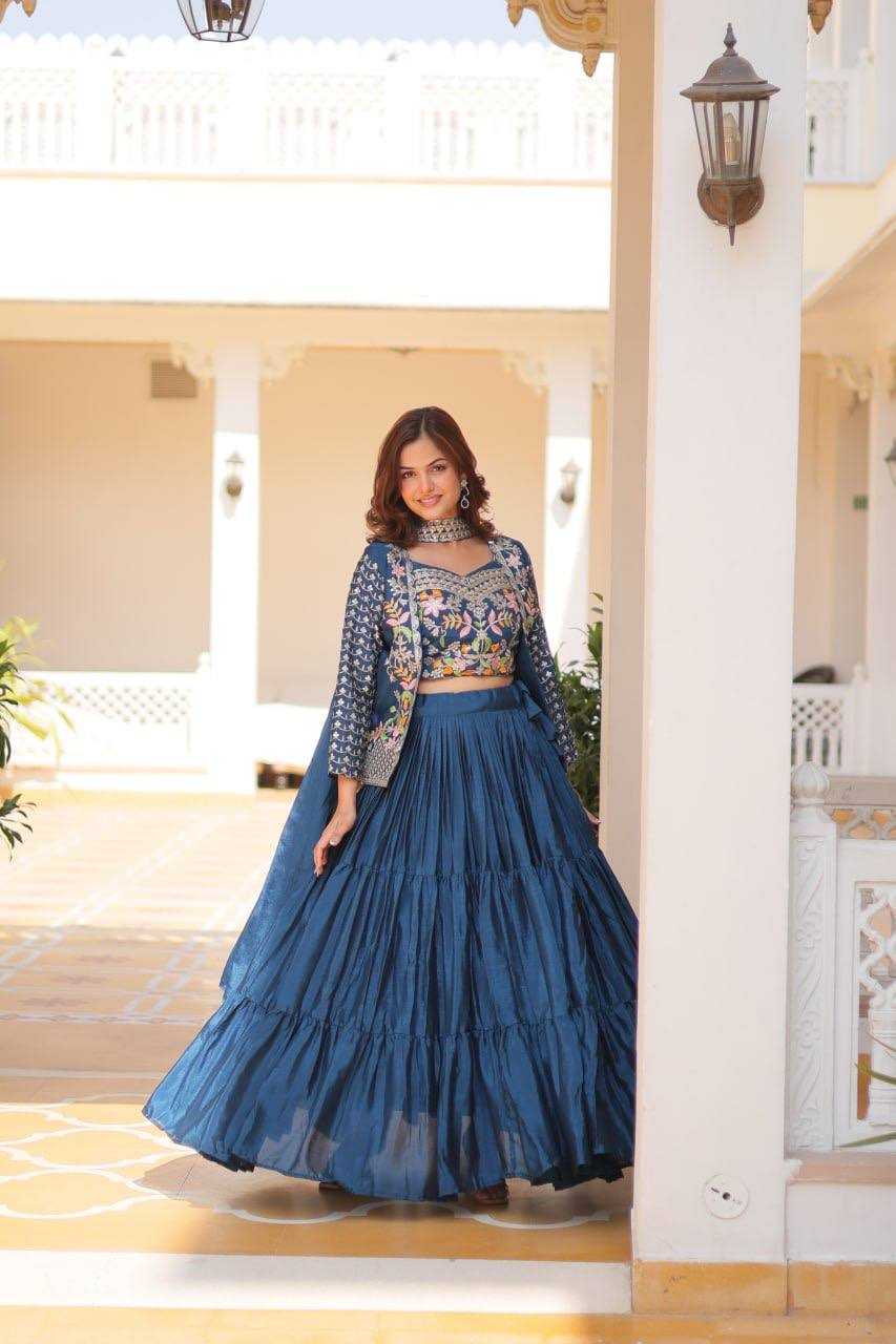 YNF CHINON KESH127 063 LEHENGAS WHOLESALE EMBROIDERED JACKET STYLE WEDDING LEHENGAS MANUFACTURER