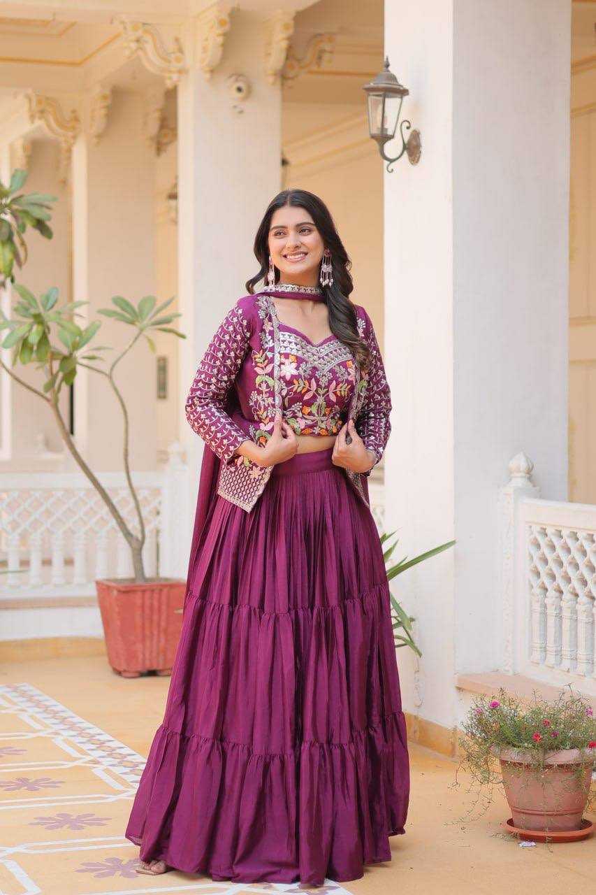 YNF CHINON KESH127 063 LEHENGAS WHOLESALE EMBROIDERED JACKET STYLE WEDDING LEHENGAS MANUFACTURER