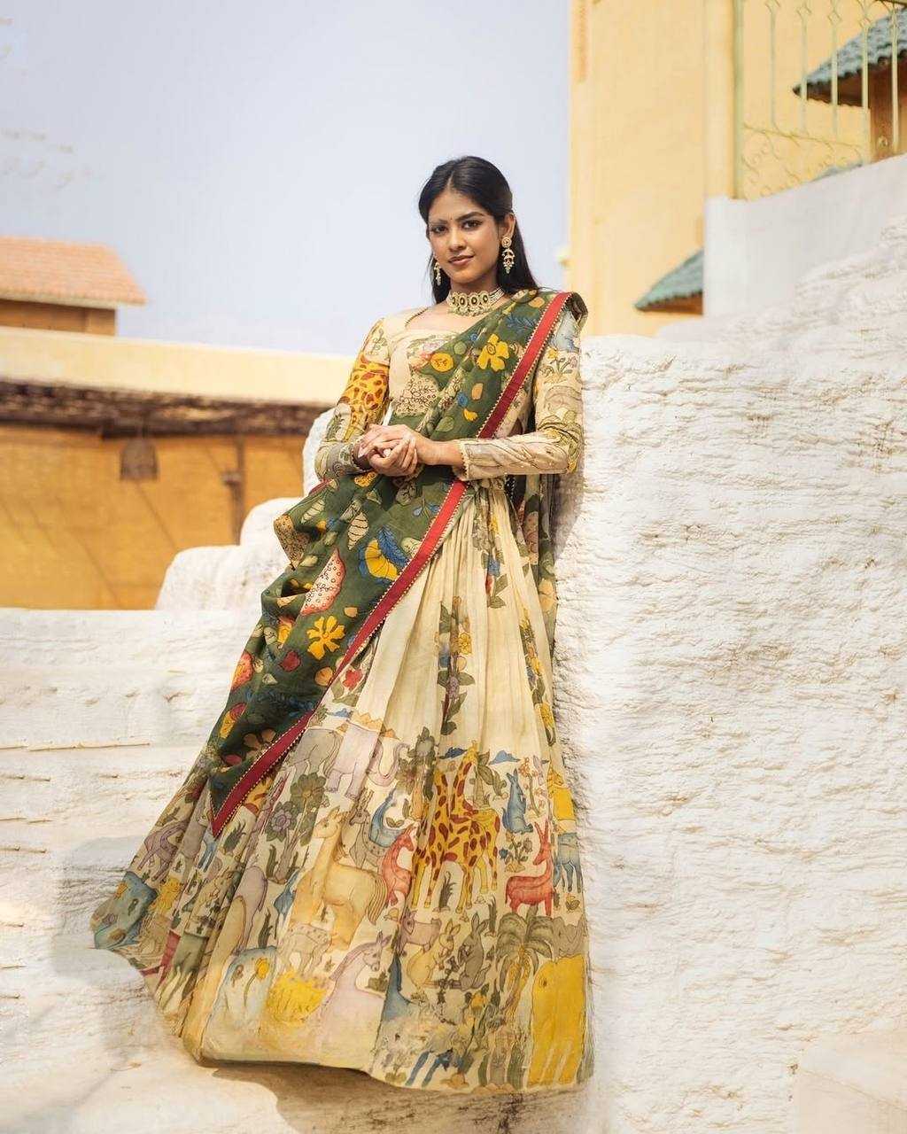 YNF CHINON KESH163 52 LEHENGAS WHOLESALE KALAMKARI TRADITIONAL PRINTED LEHENGAS MANUFACTURER