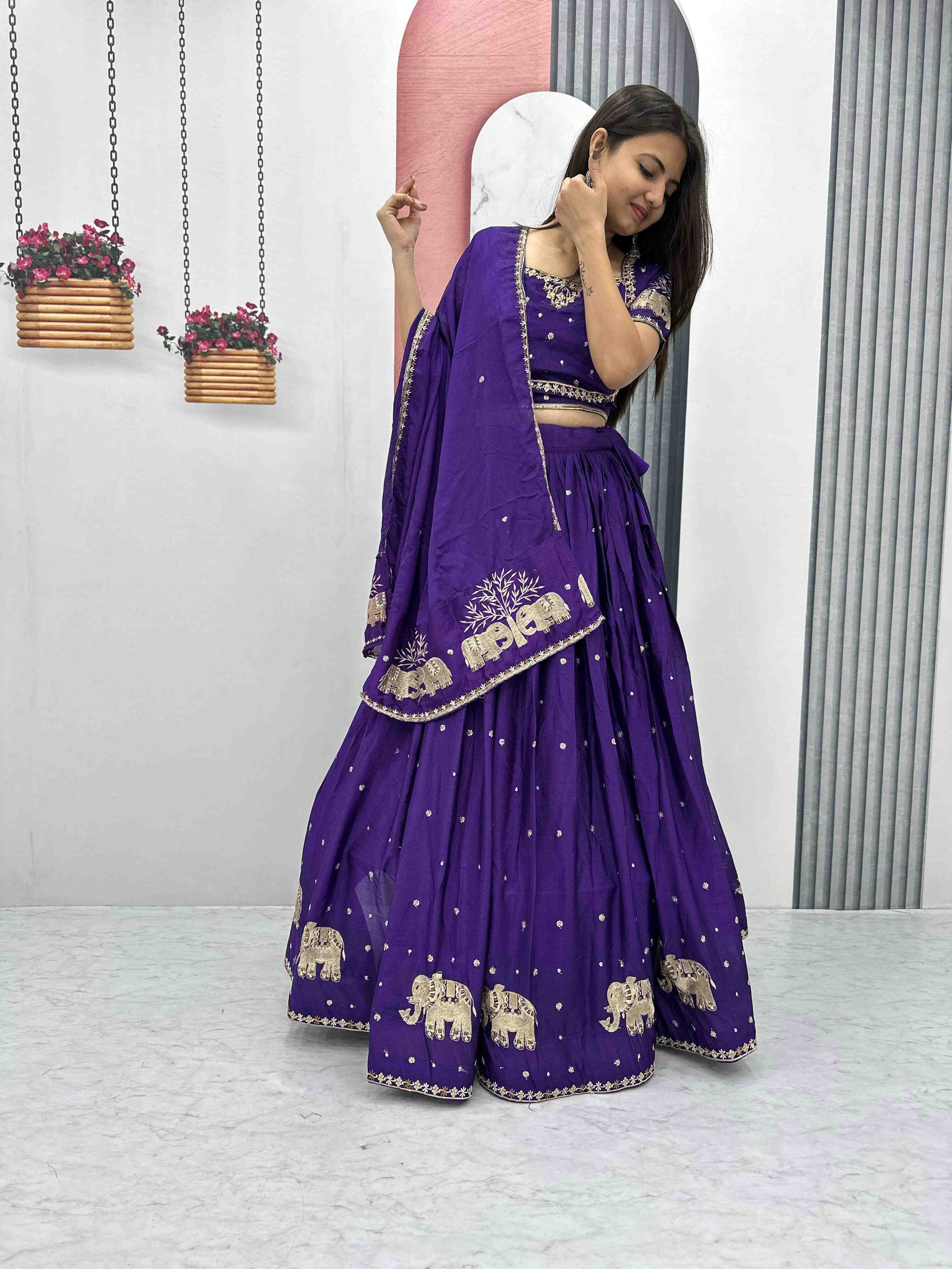 YNF CHINON KESH392 VAI05 LEHENGAS WHOLESALE EMBROIDERED THREAD WORK SEQUINS LEHENGAS MANUFACTURER