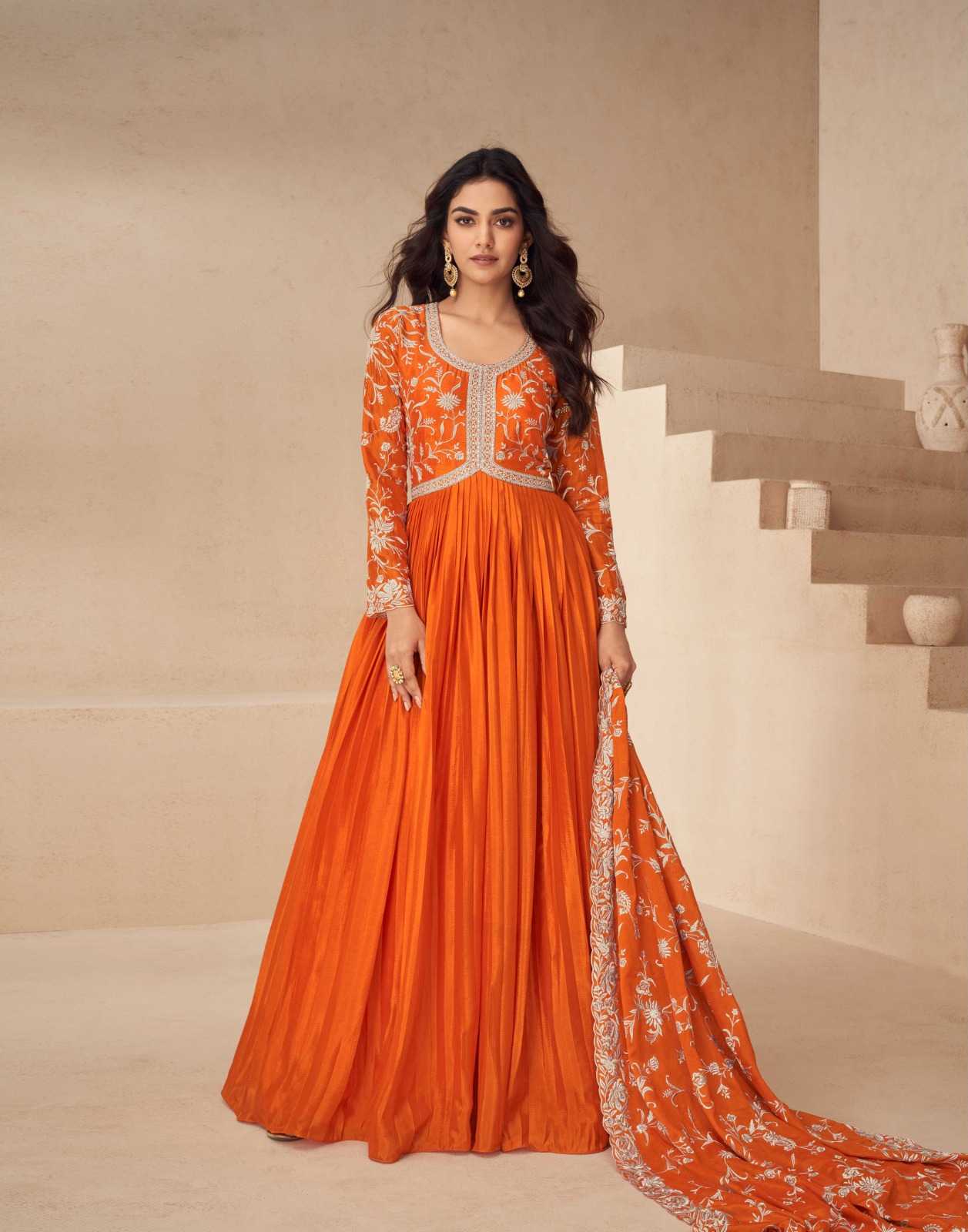 YNF CHINON SILK AASHIRWAD KESH233 KAYSERIA CLOTHING BRANDS WHOLESALE GOWN MANUFACTURER
