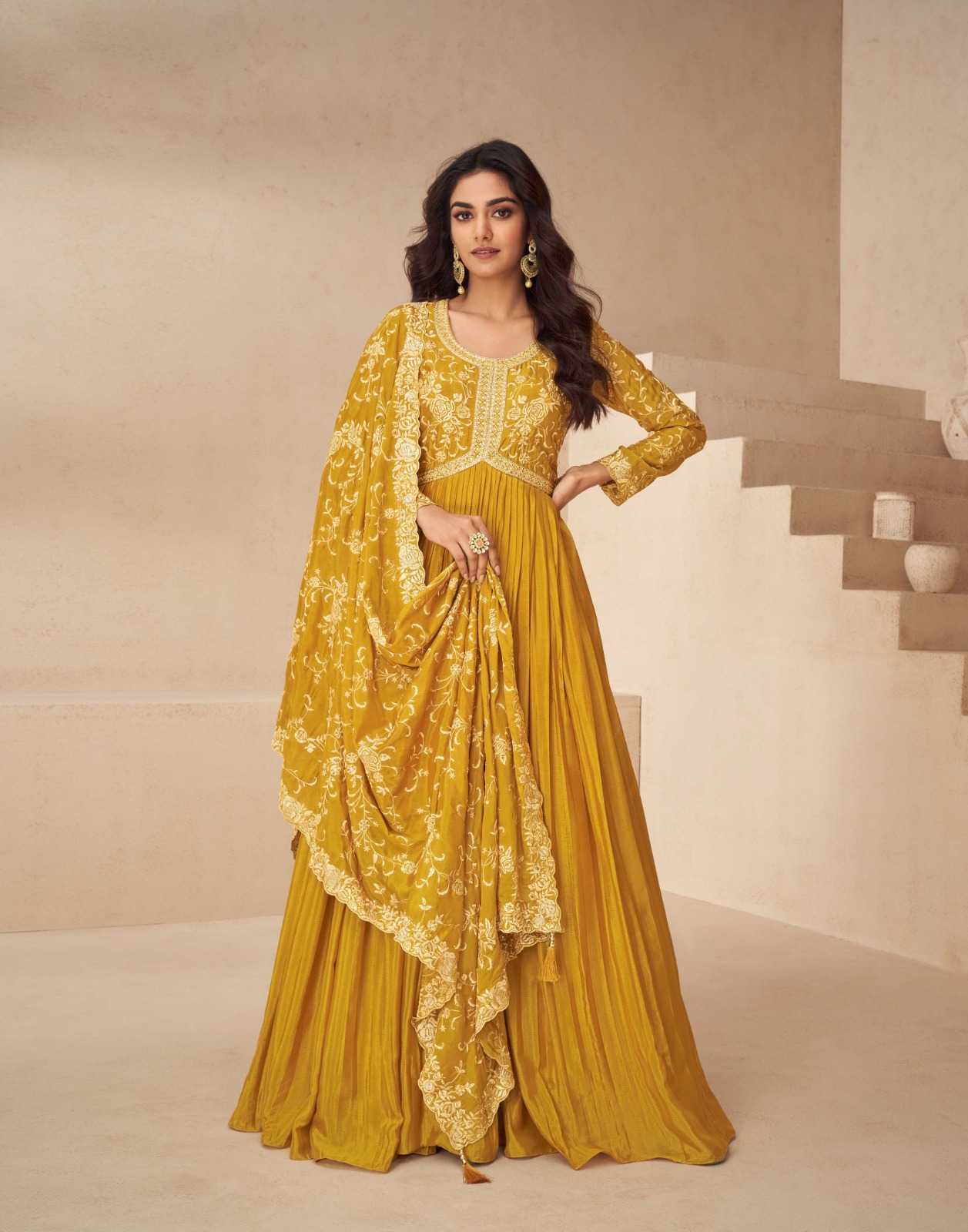YNF CHINON SILK AASHIRWAD KESH233 KAYSERIA CLOTHING BRANDS WHOLESALE GOWN MANUFACTURER