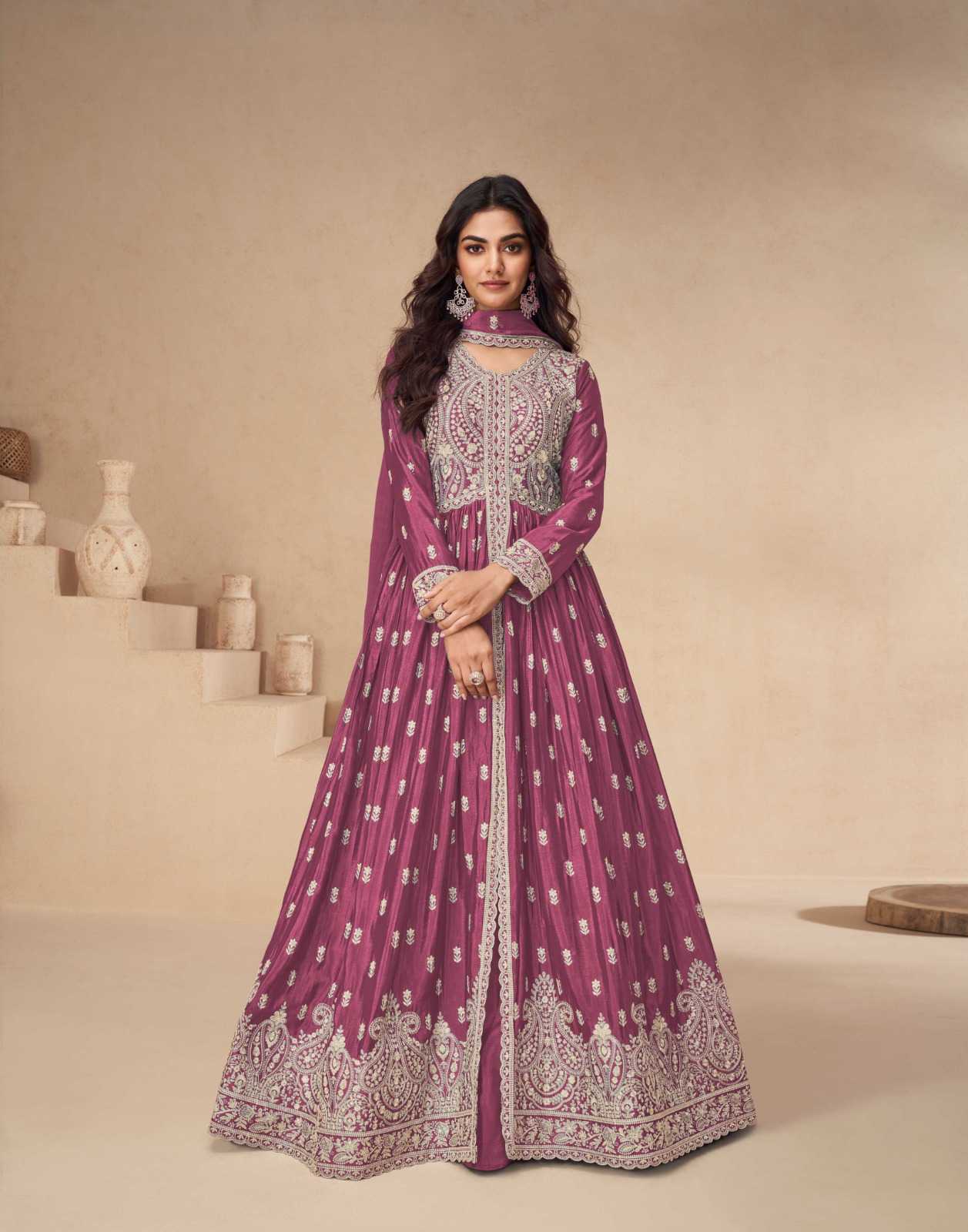 YNF CHINON SILK AASHIRWAD KESH233 RAKHI CLOTHING BRANDS WHOLESALE GOWN MANUFACTURER