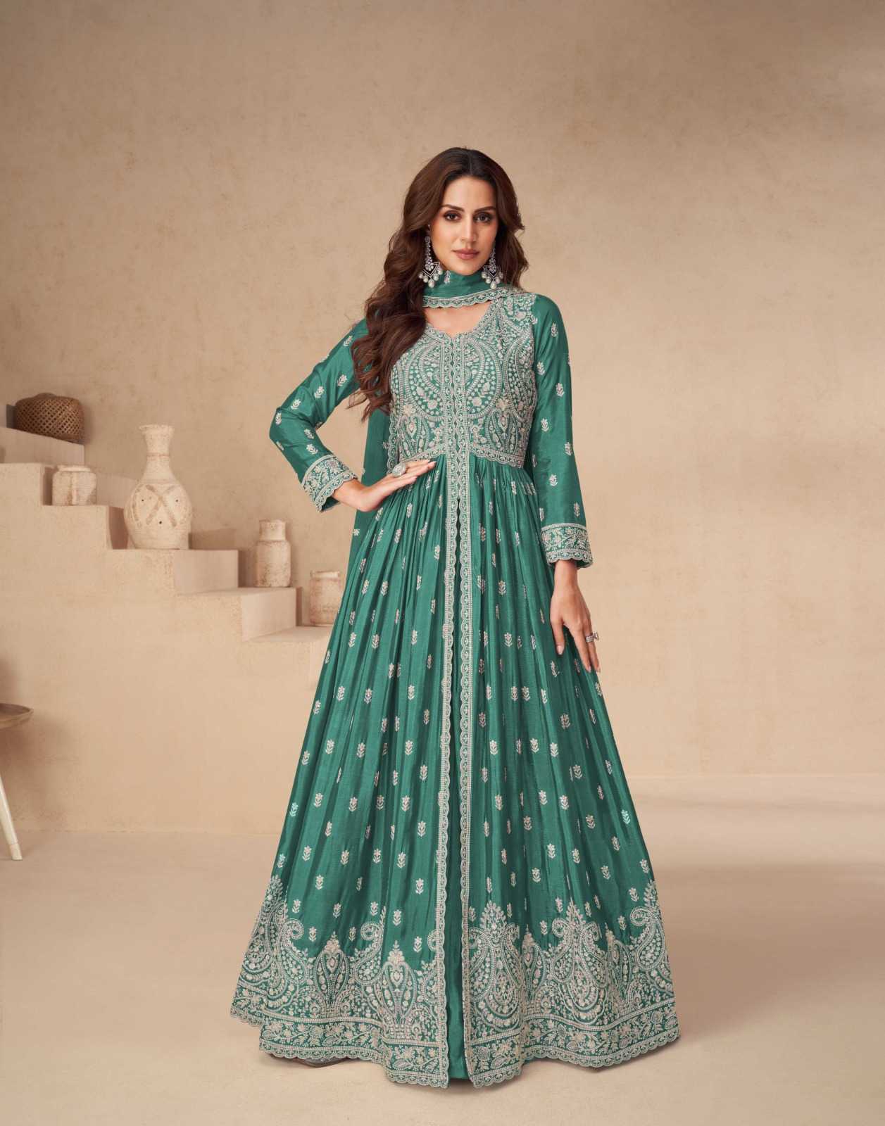 YNF CHINON SILK AASHIRWAD KESH233 RAKHI CLOTHING BRANDS WHOLESALE GOWN MANUFACTURER