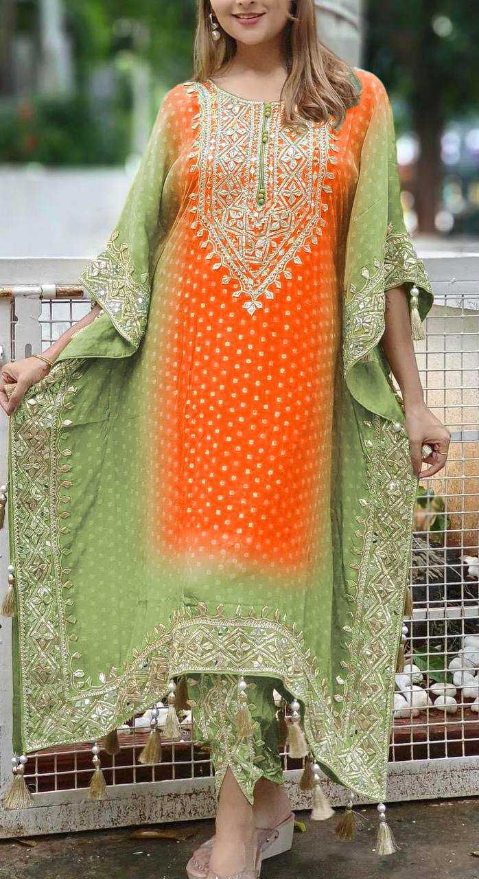 YNF CHINON SILK KESH157 1669 SUITS & DRESSES WHOLESALE EMBROPIDERY PEINTED SILK KAFTAN DRESS DHOTI SALWAR SUITS MANUFACTURE