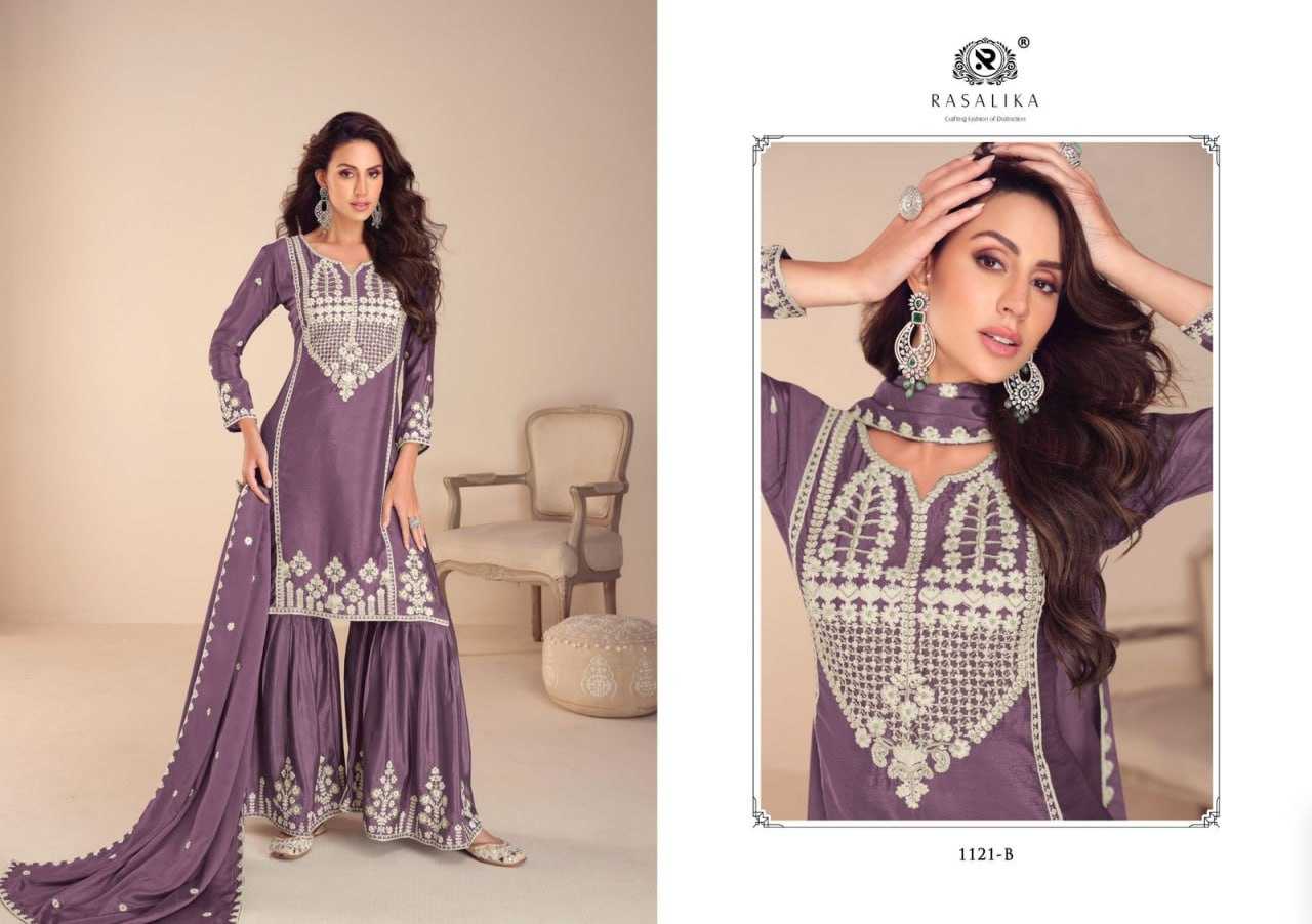 YNF CHINON SILK RASALIKA KESH233 MEHFIL CLOTHING BRANDS WHOLESALE SUITS MANUFACTURER