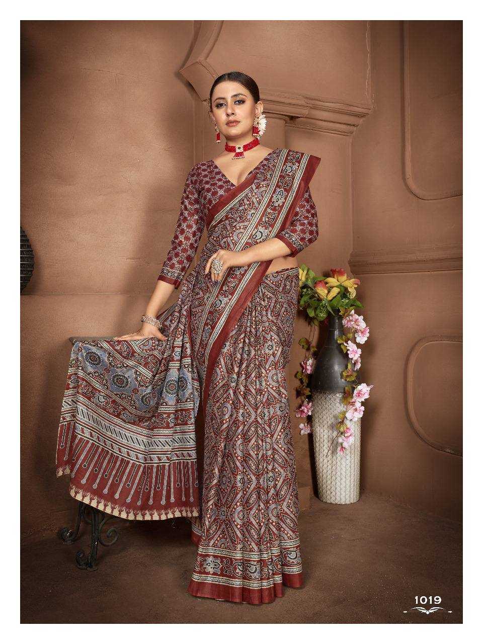 YNF COTTON KESH244  Ajrakh SAREES WHOLESALE PRINTED COTTON AJRAKH LADIES SAREES MANUFACTURER