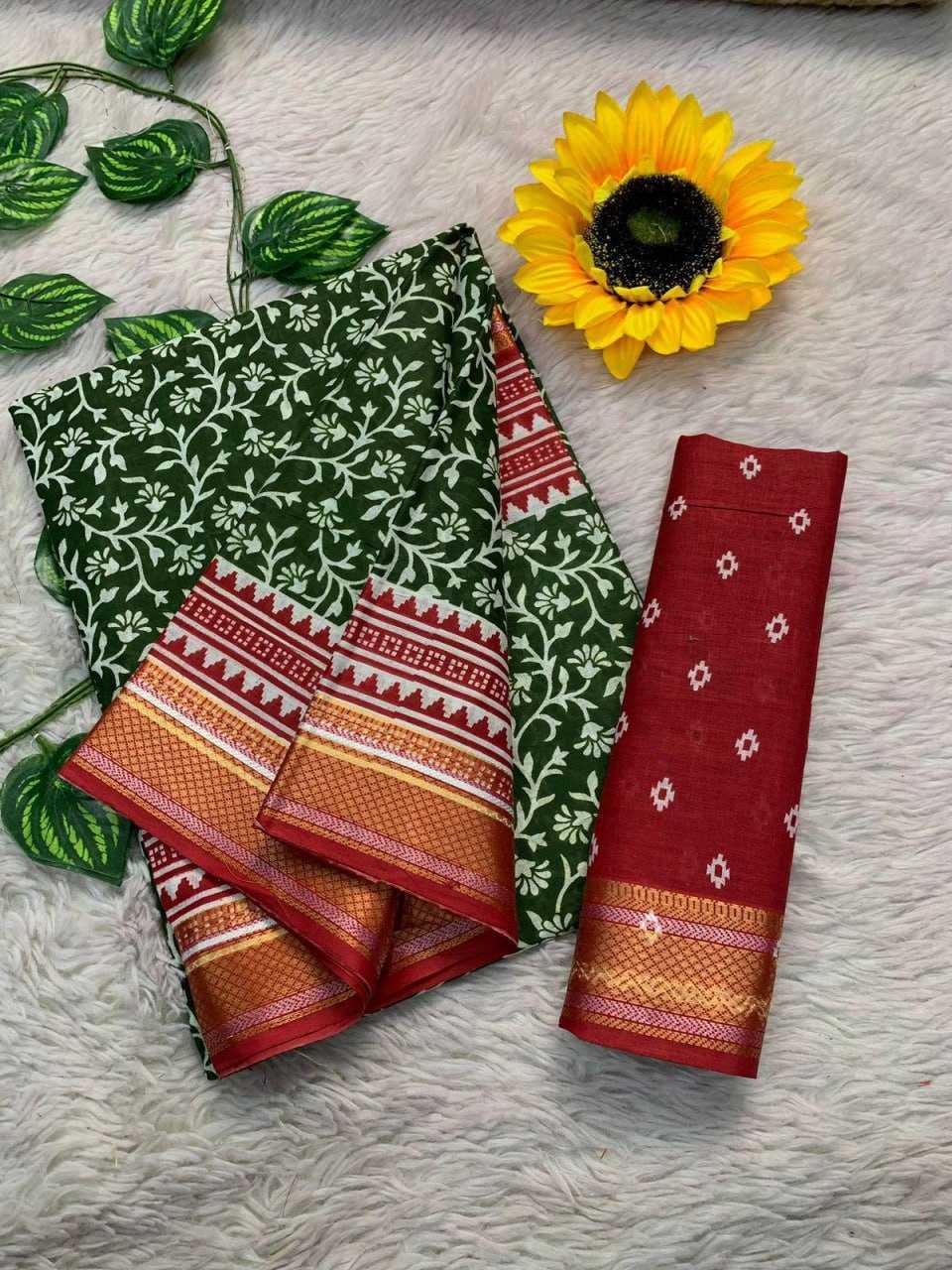 YNF COTTON KESH244 AJRAKH2 SAREES WHOLESALE PRINTED COTTON LINEN AJRAKH OFFICE WESR SAREES MANUFACTURER